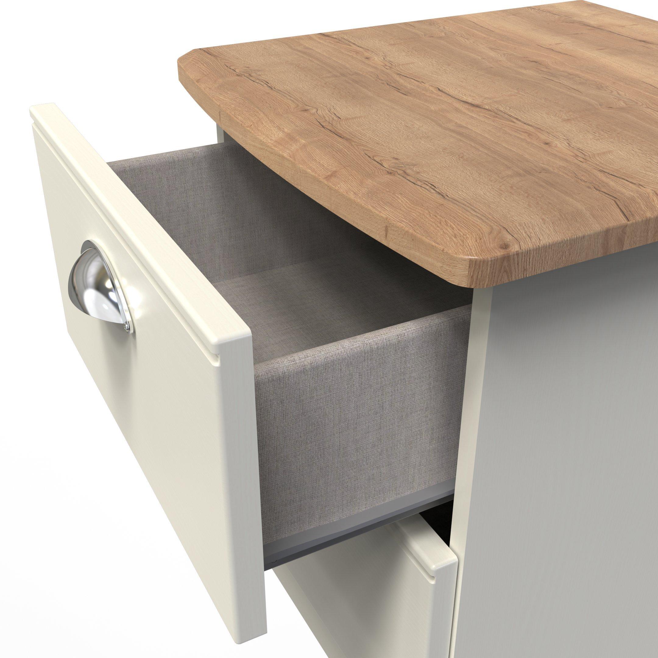 Cream Ash & Oak - Welcome Furniture - Victoria 2 Drawer Bedside Cabinet - Ready Assemble - 5
