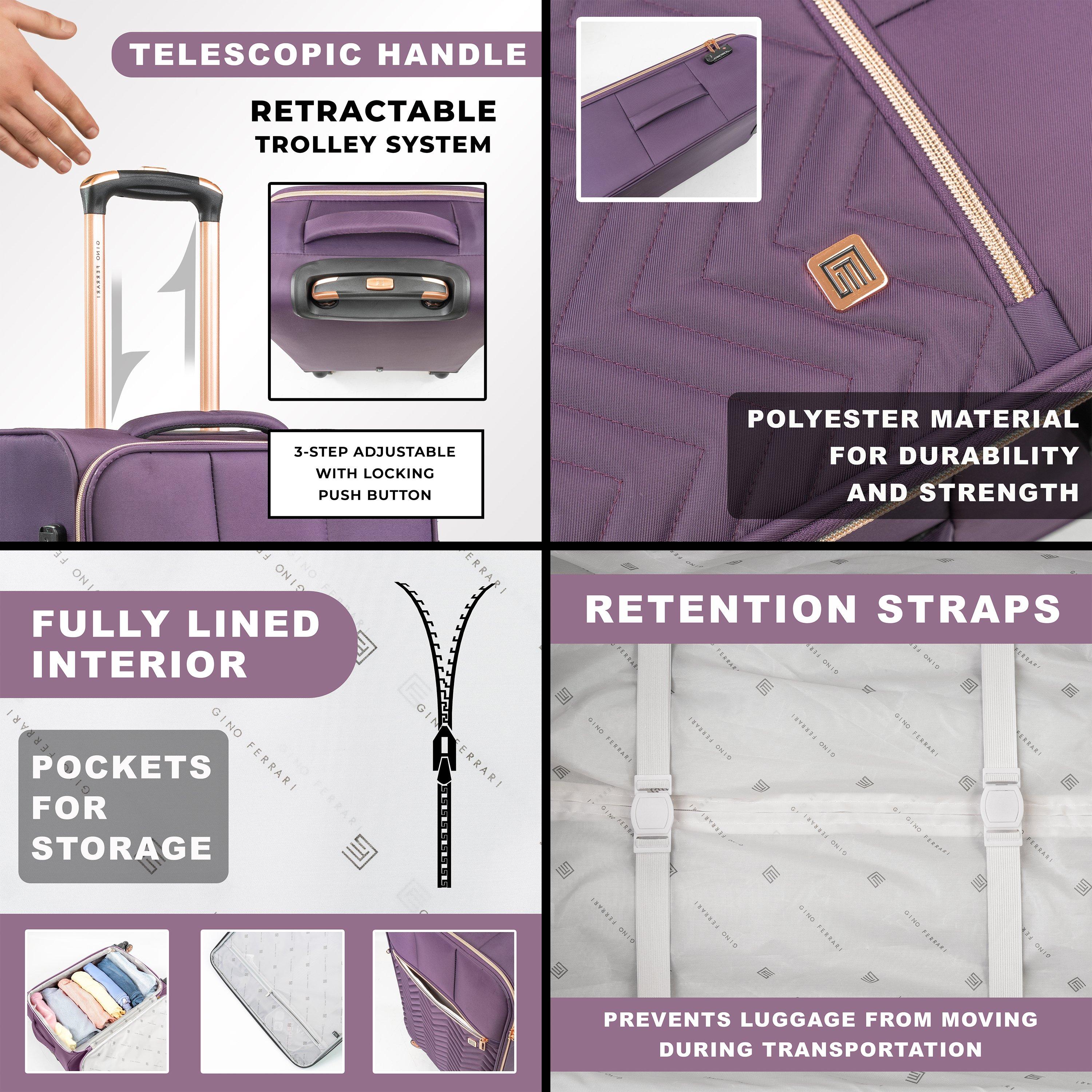 Purple Black Gf - Gino Ferrari - Biella 3-Pc Soft Luggage Set – Cabin & Hold Cases - 2