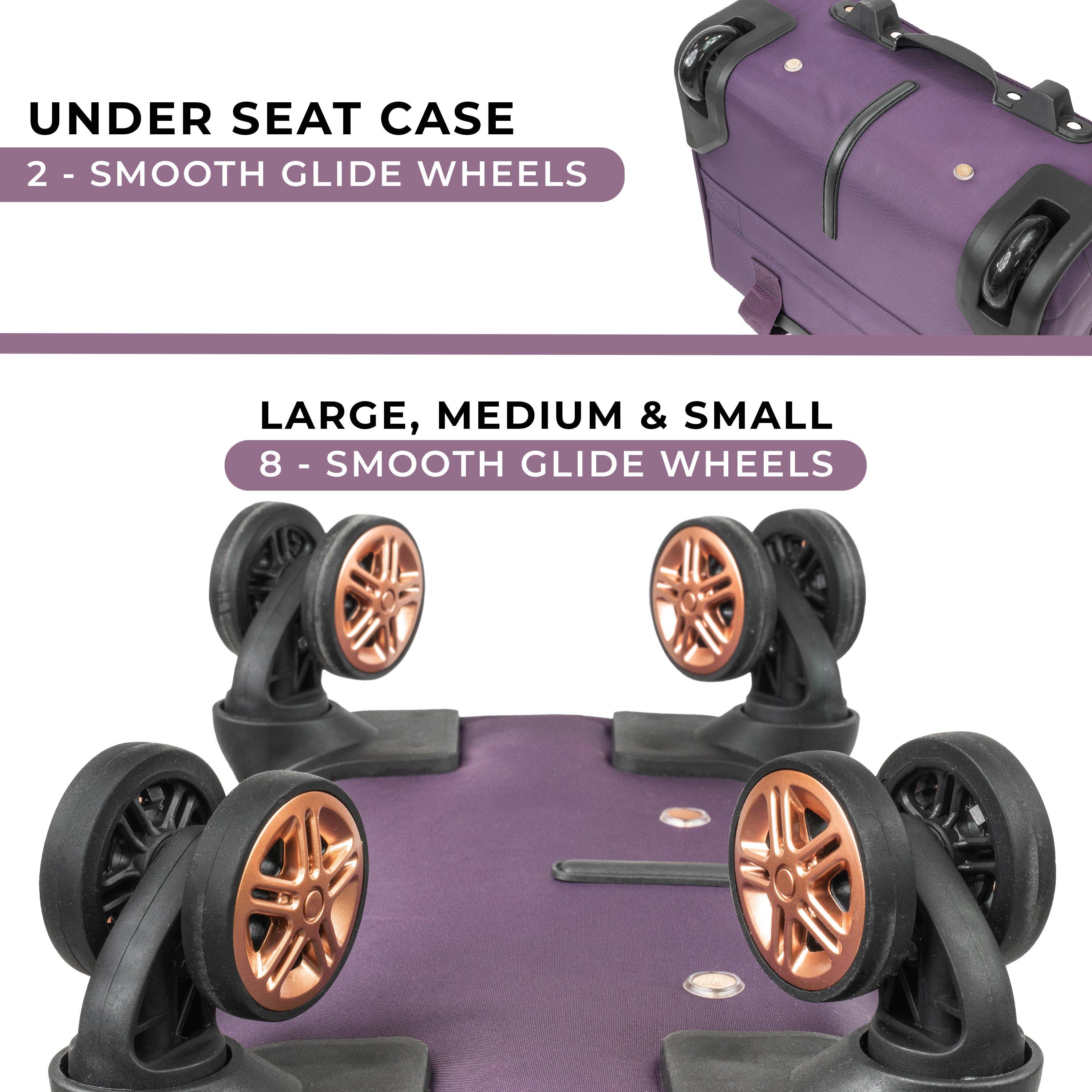 Purple Black Gf - Gino Ferrari - Biella 3-Pc Soft Luggage Set – Cabin & Hold Cases - 5