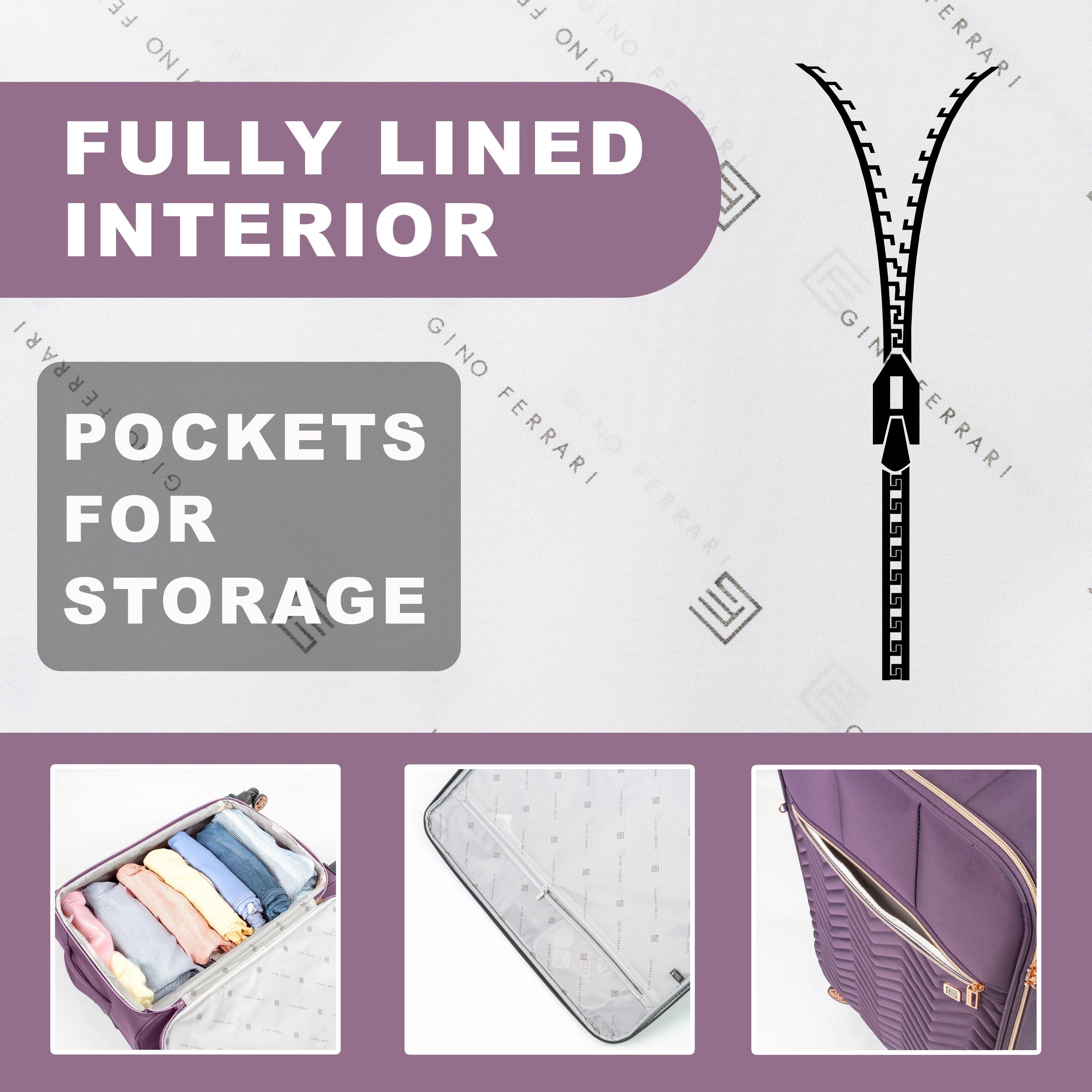 Purple Black Gf - Gino Ferrari - Biella 3-Pc Soft Luggage Set – Cabin & Hold Cases - 9