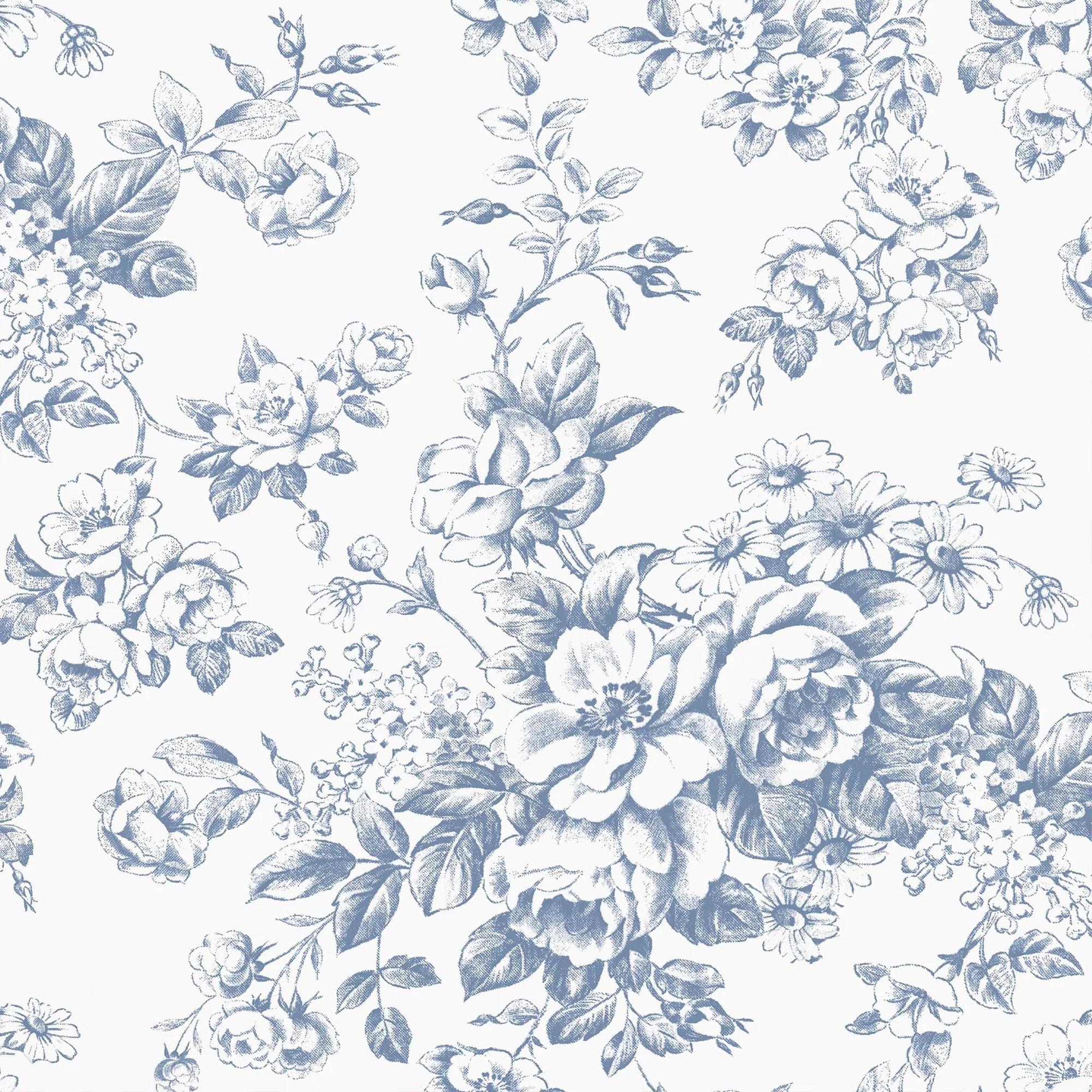 Cornflower Blue - Laura Ashley - Toile Delight Wallpaper - 1