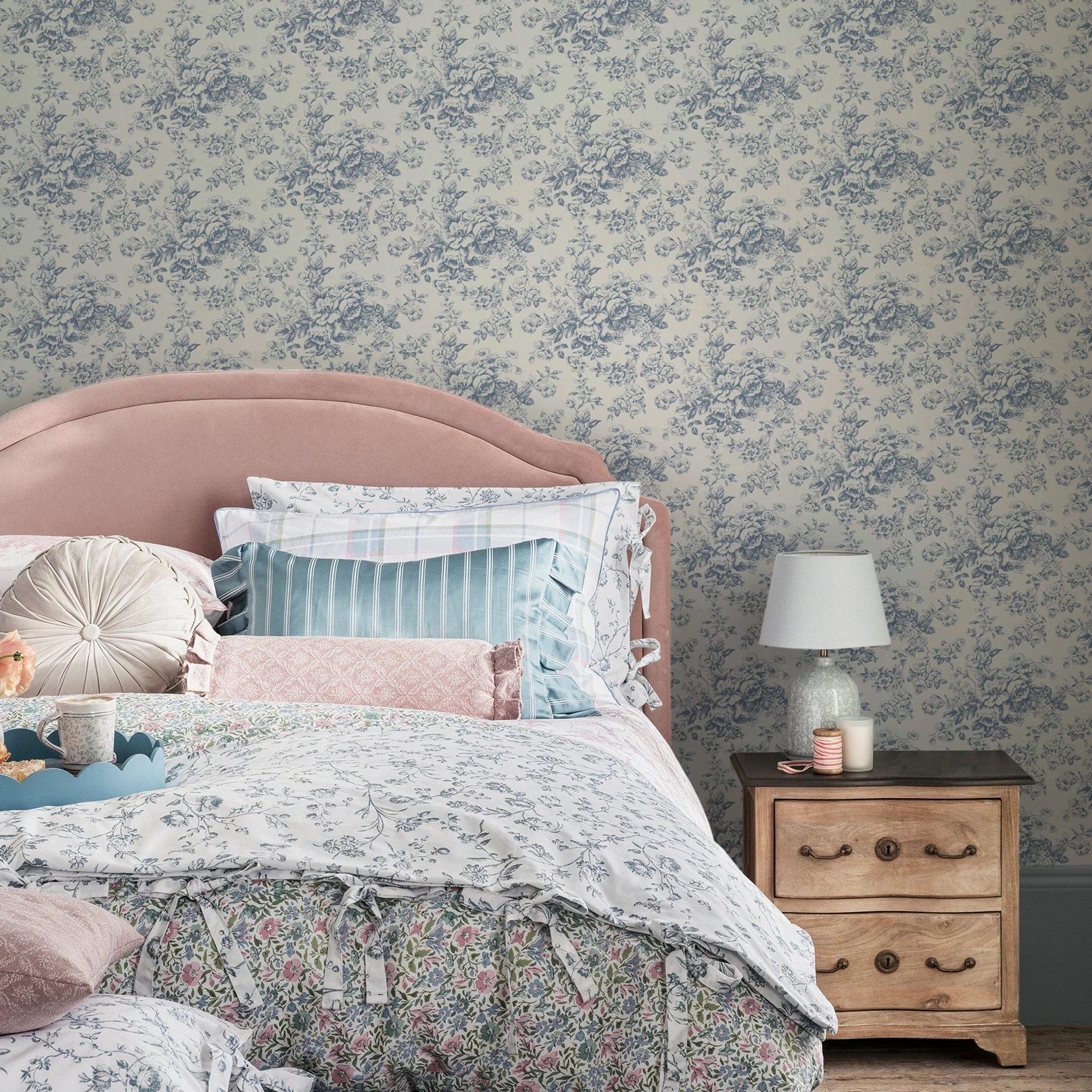 Cornflower Blue - Laura Ashley - Toile Delight Wallpaper - 2