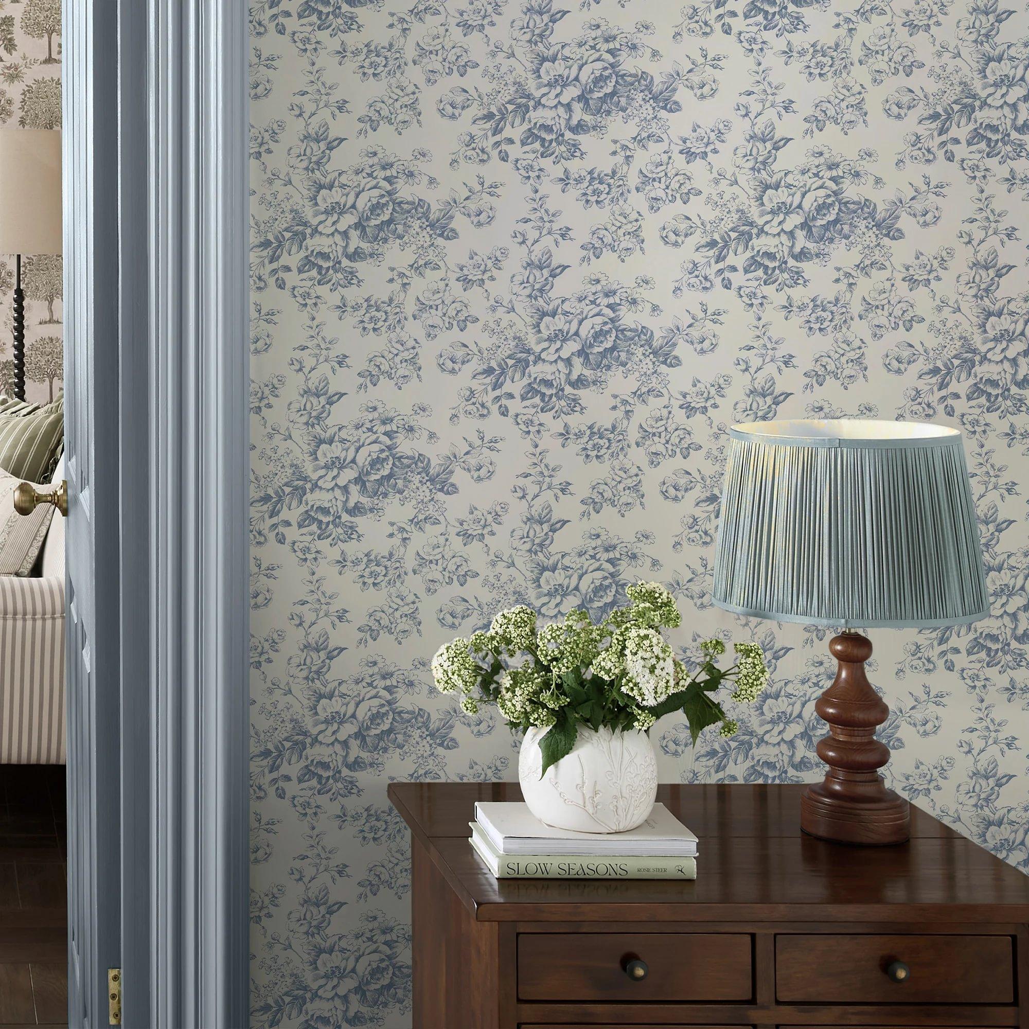 Cornflower Blue - Laura Ashley - Toile Delight Wallpaper - 5