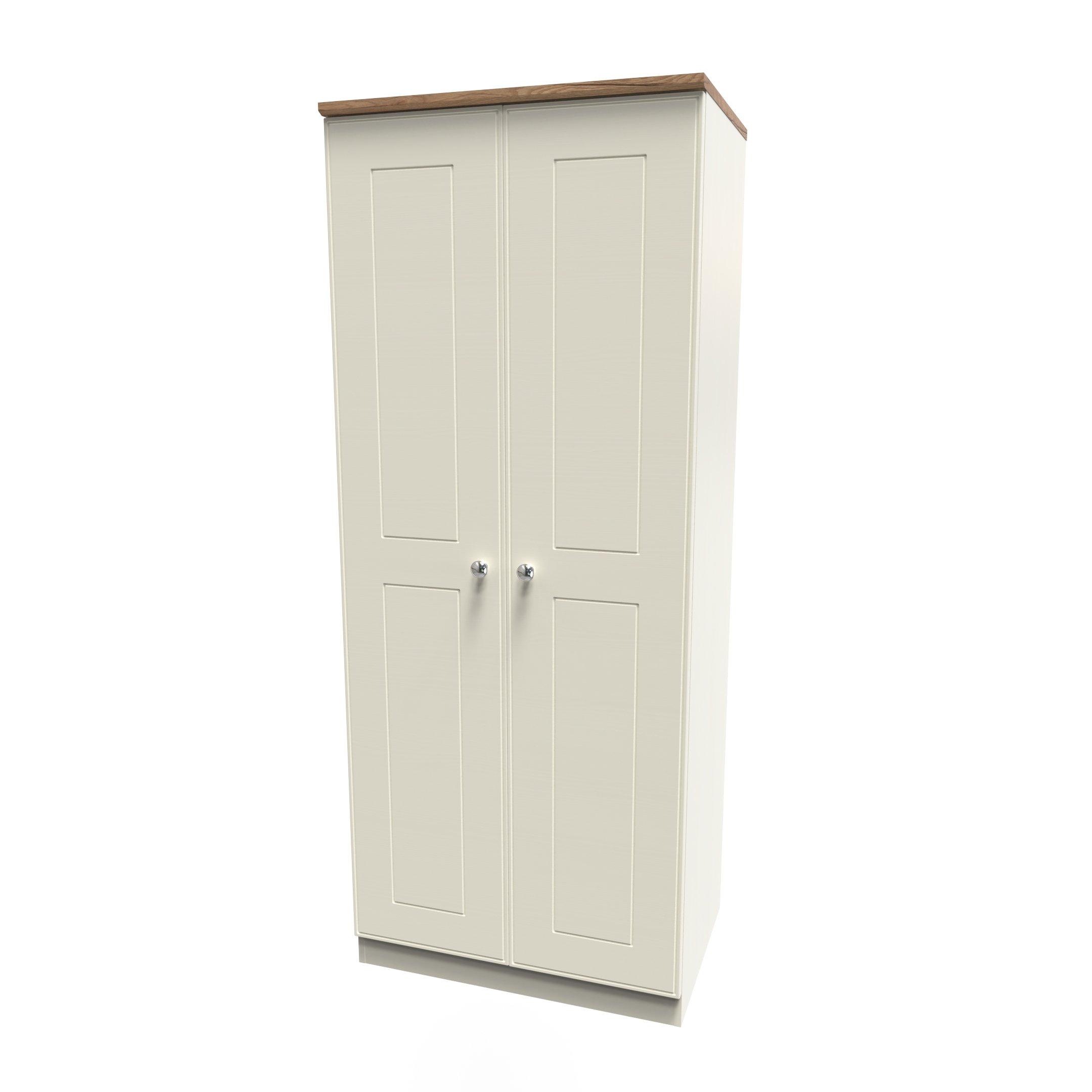 Cream Ash & Oak - Welcome Furniture - Victoria 2 Door Wardrobe - Ready Assembled - 3
