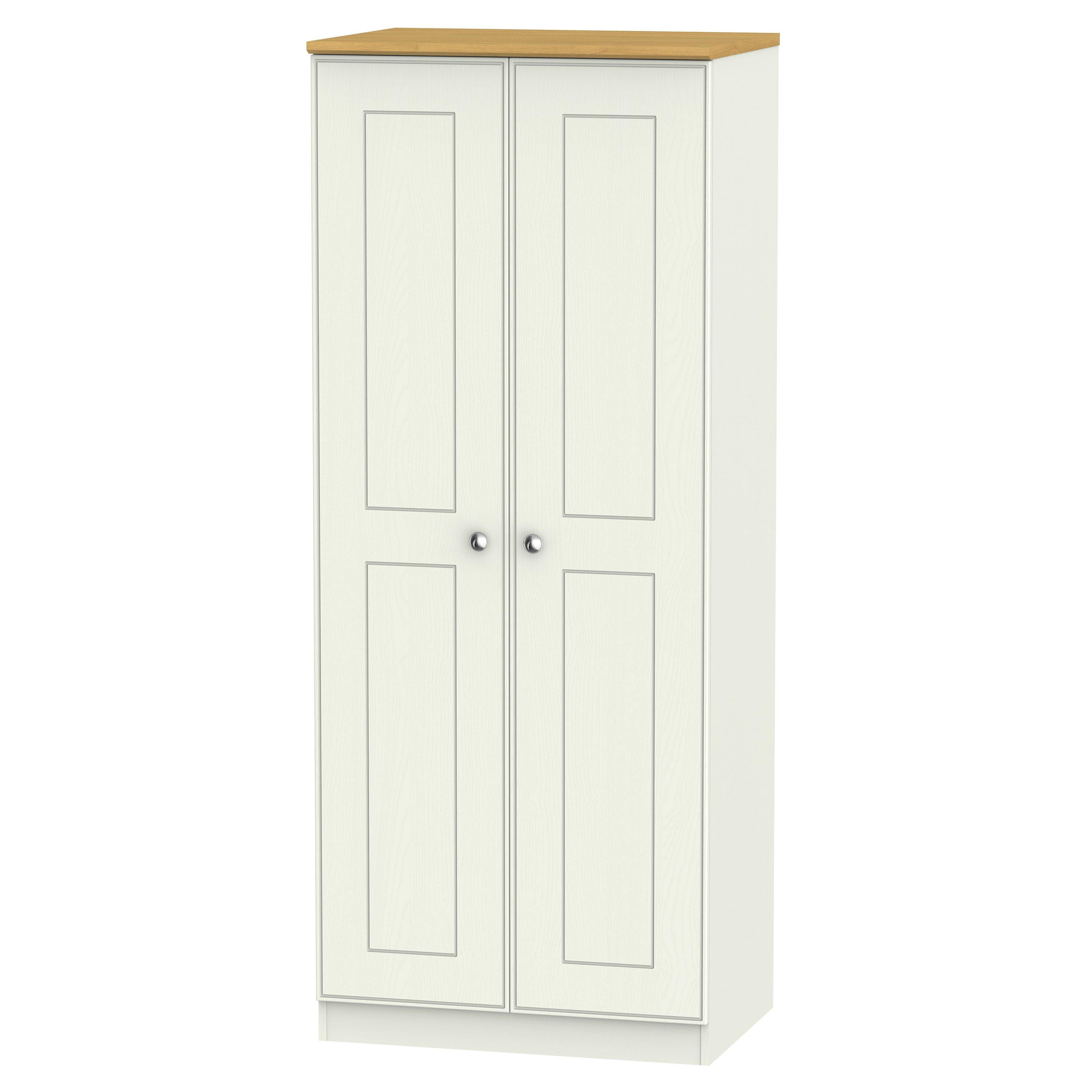 Cream Ash & Oak - Welcome Furniture - Victoria 2 Door Wardrobe - Ready Assembled - 6