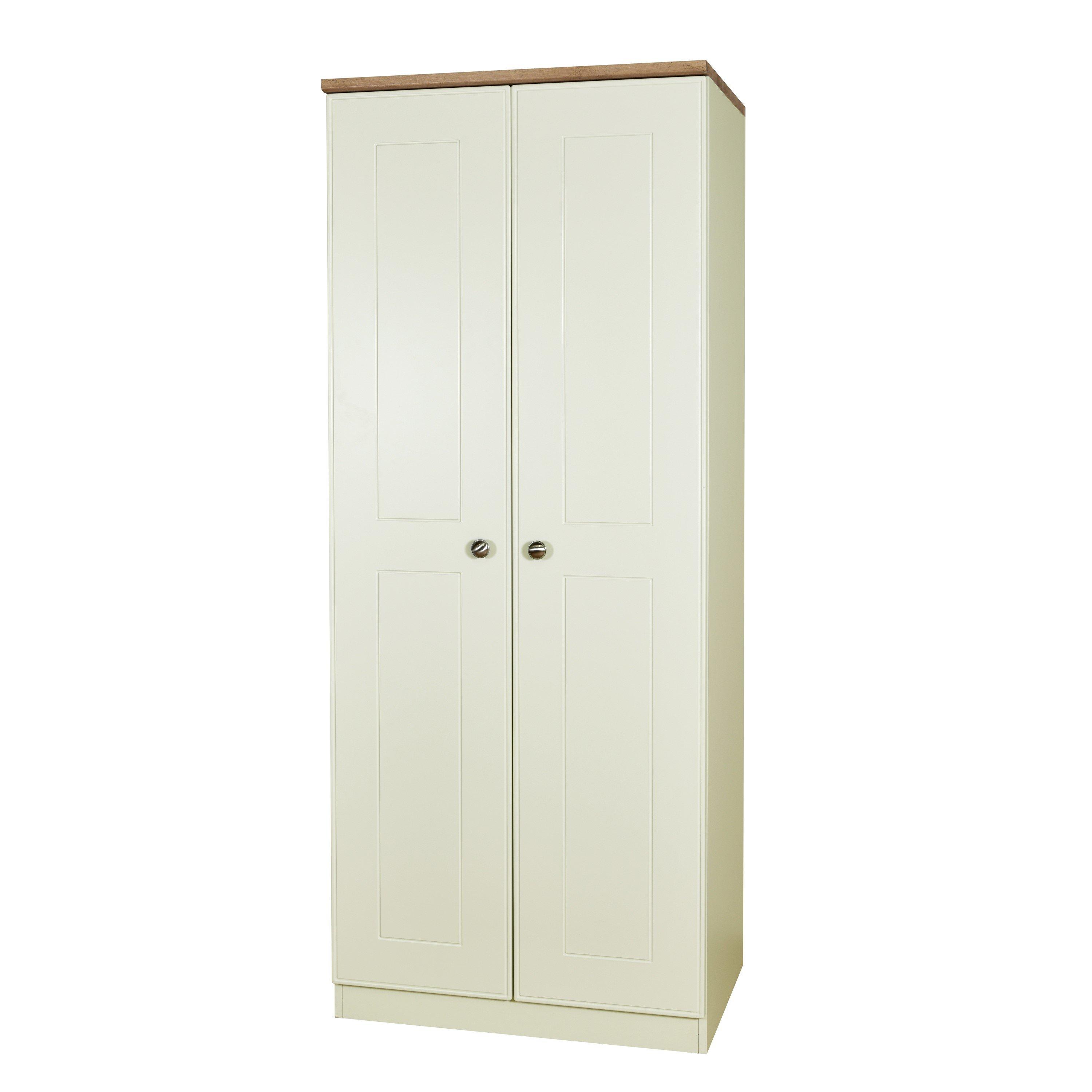 Cream Ash & Oak - Welcome Furniture - Victoria 2 Door Wardrobe - Ready Assembled - 7
