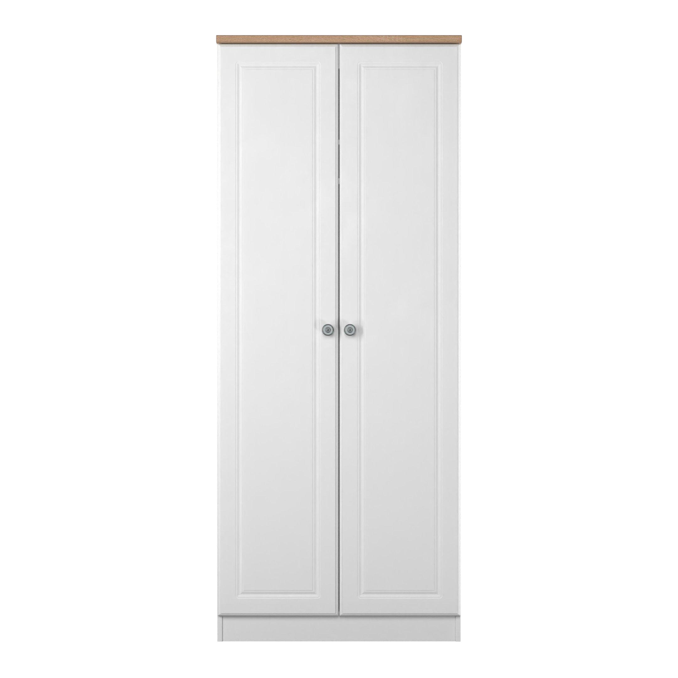White Ash & Oak - Welcome Furniture - Norfolk Plain Double Wardrobe - Ready Assembled - 2