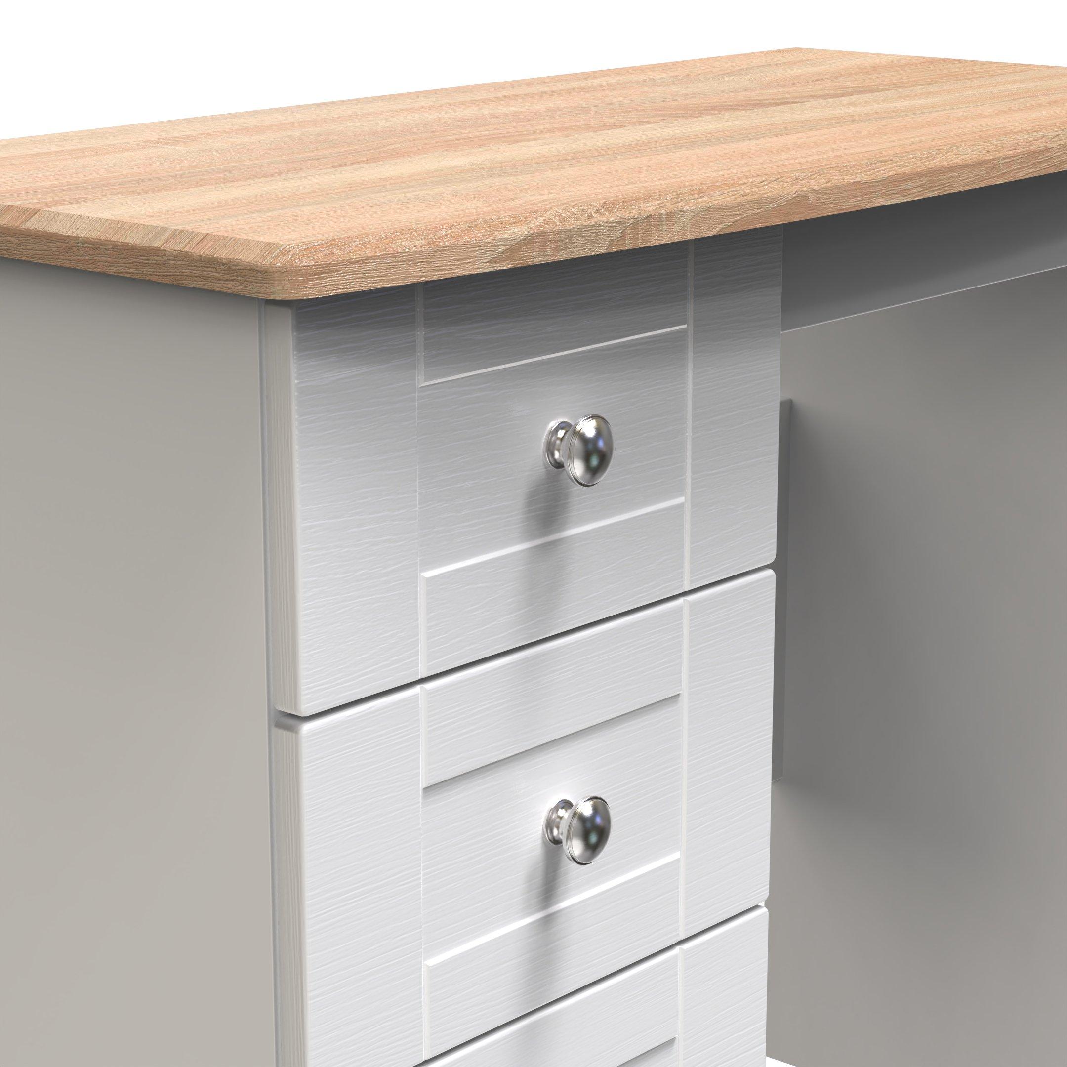 White Ash & Oak - Welcome Furniture - Sussex 3 Drawer Vanity - Ready Assembled - 4