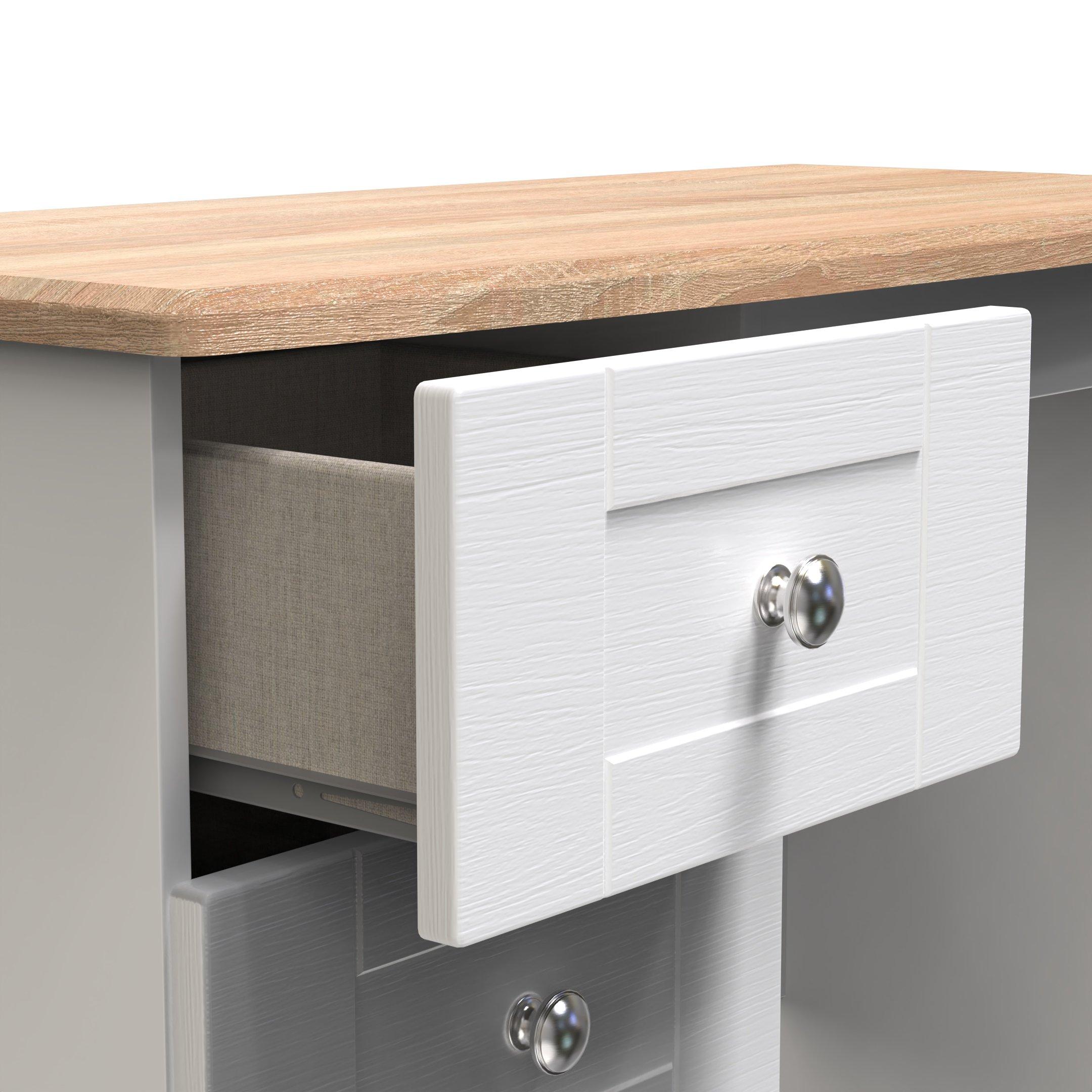 White Ash & Oak - Welcome Furniture - Sussex 3 Drawer Vanity - Ready Assembled - 5