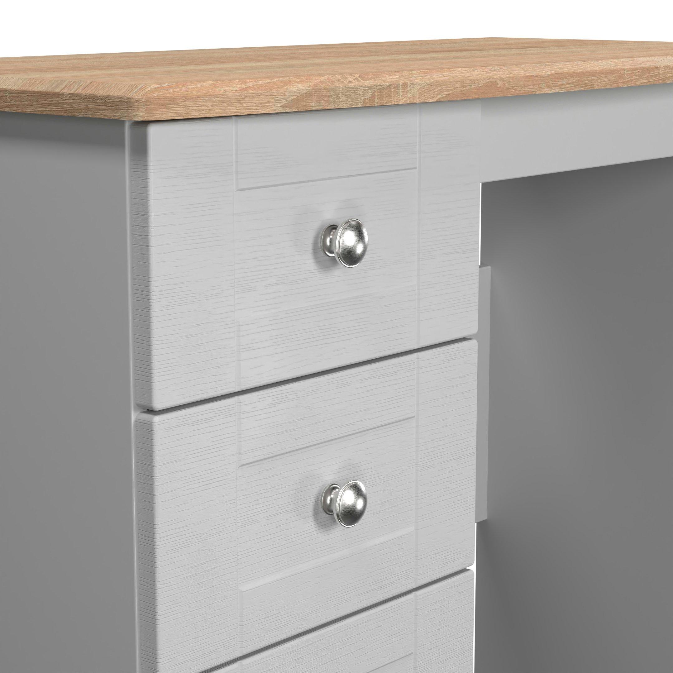 Grey Ash & Oak - Welcome Furniture - Sussex 3 Drawer Vanity - Ready Assembled - 4
