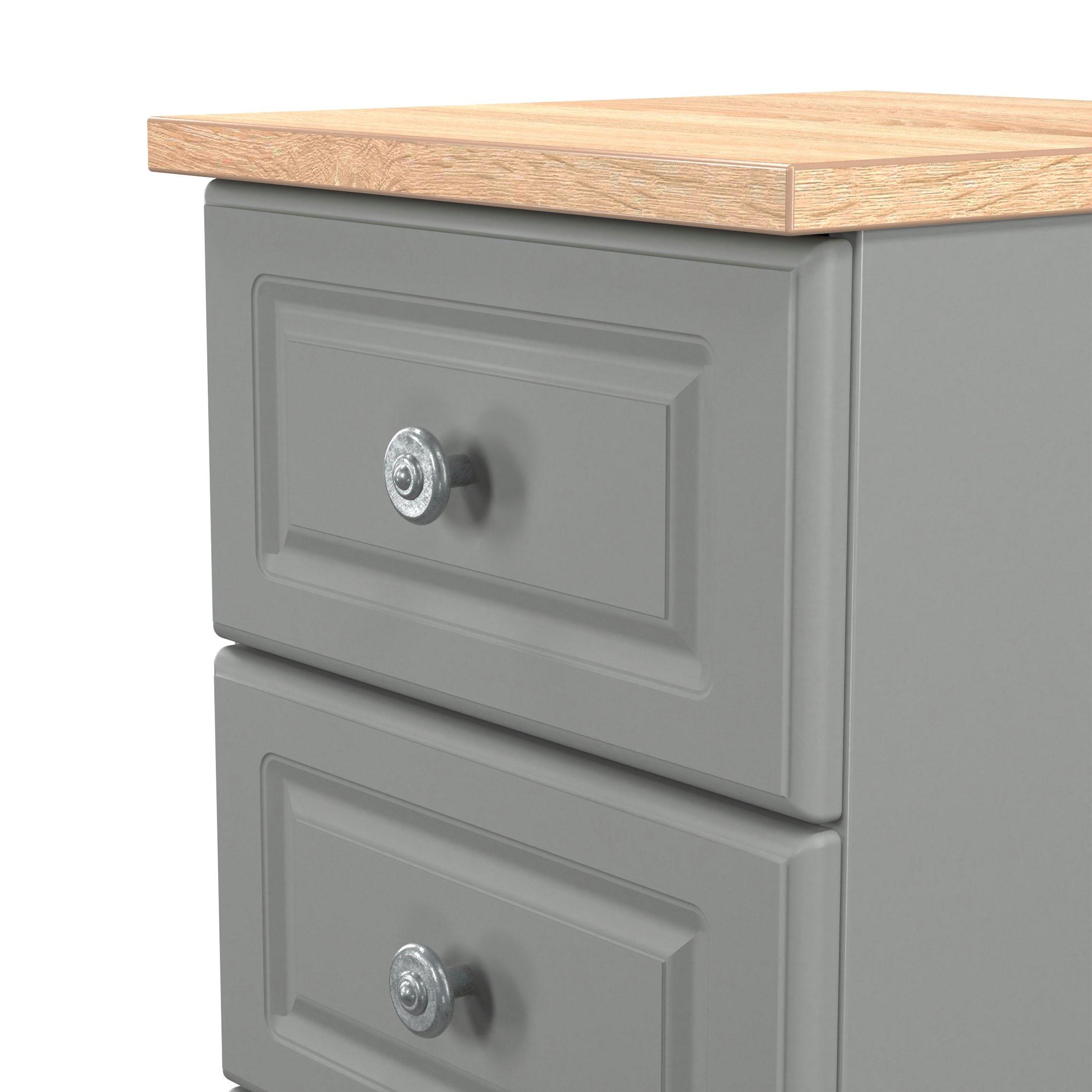 Dusk Grey & Oak - Welcome Furniture - Norfolk 3 Drawer Bedside Cabinet - Ready Assembled - 5
