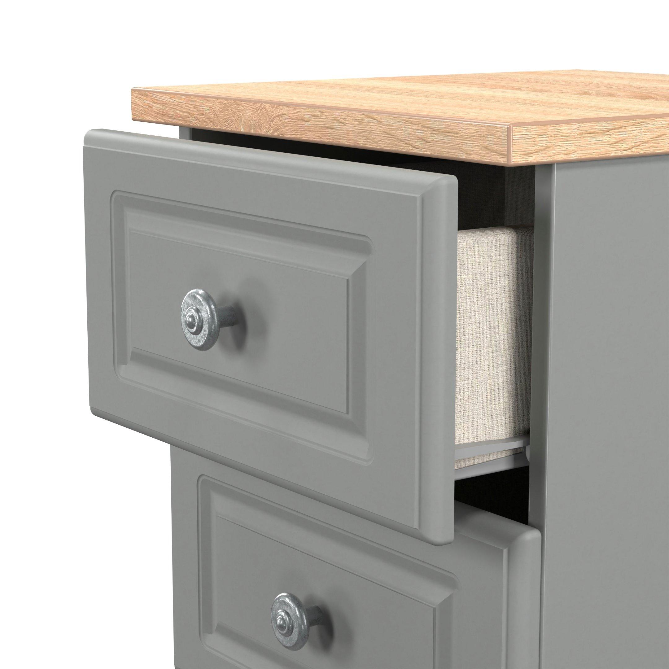 Dusk Grey & Oak - Welcome Furniture - Norfolk 3 Drawer Bedside Cabinet - Ready Assembled - 6
