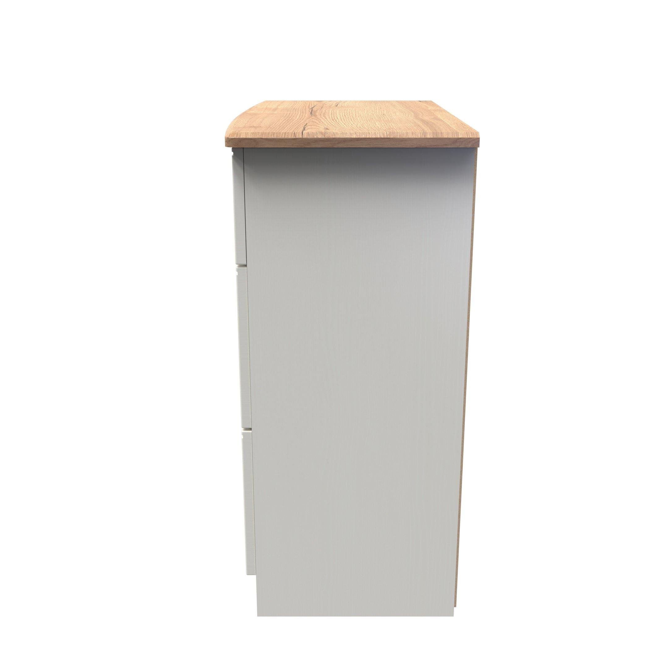 Cream Ash & Oak - Welcome Furniture - Victoria 3 Drawer Deep Chest - Ready Assembled - 2