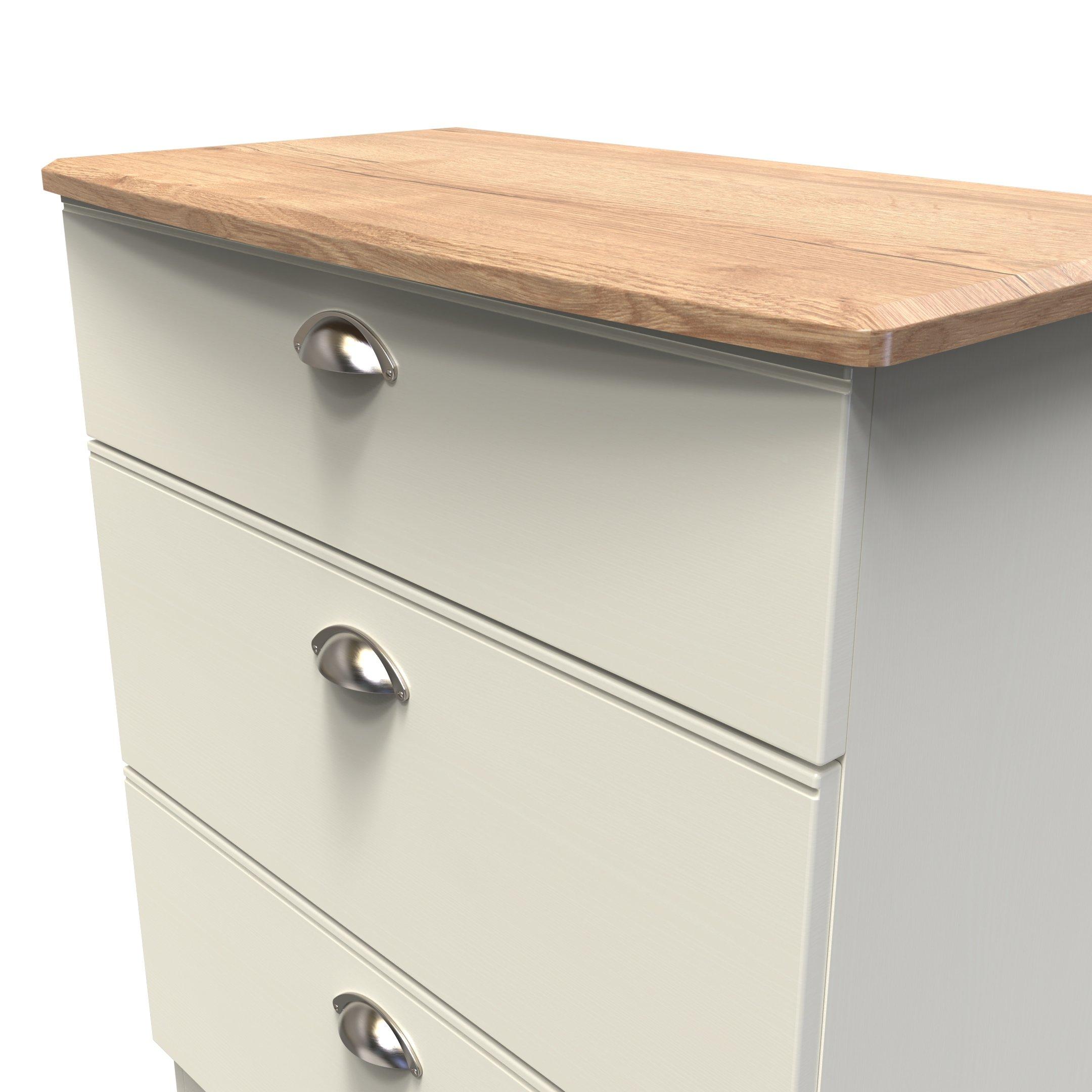 Cream Ash & Oak - Welcome Furniture - Victoria 3 Drawer Deep Chest - Ready Assembled - 4