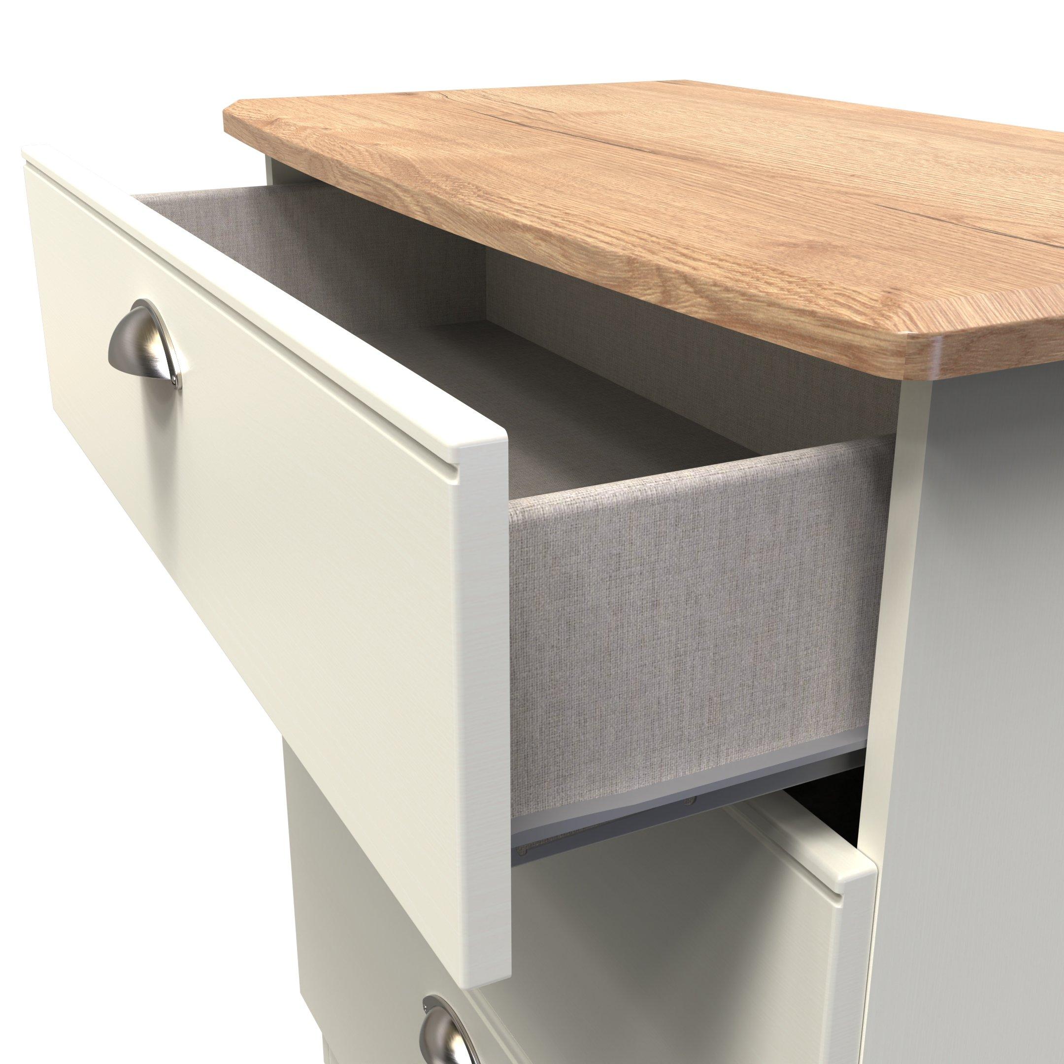 Cream Ash & Oak - Welcome Furniture - Victoria 3 Drawer Deep Chest - Ready Assembled - 5