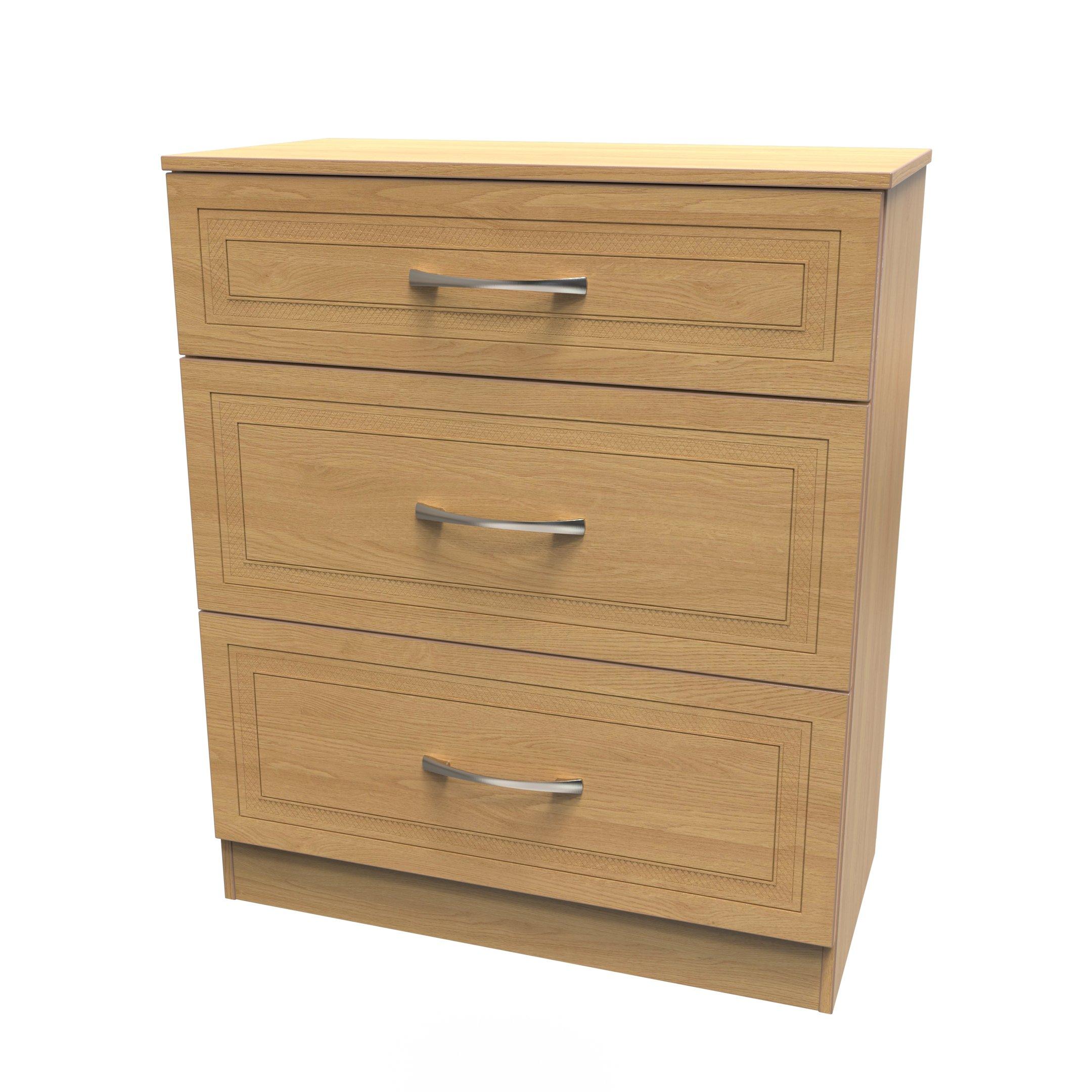 Modern Oak - Welcome Furniture - Dorset 3 Drawer Deep Chest - Ready Assembled - 3