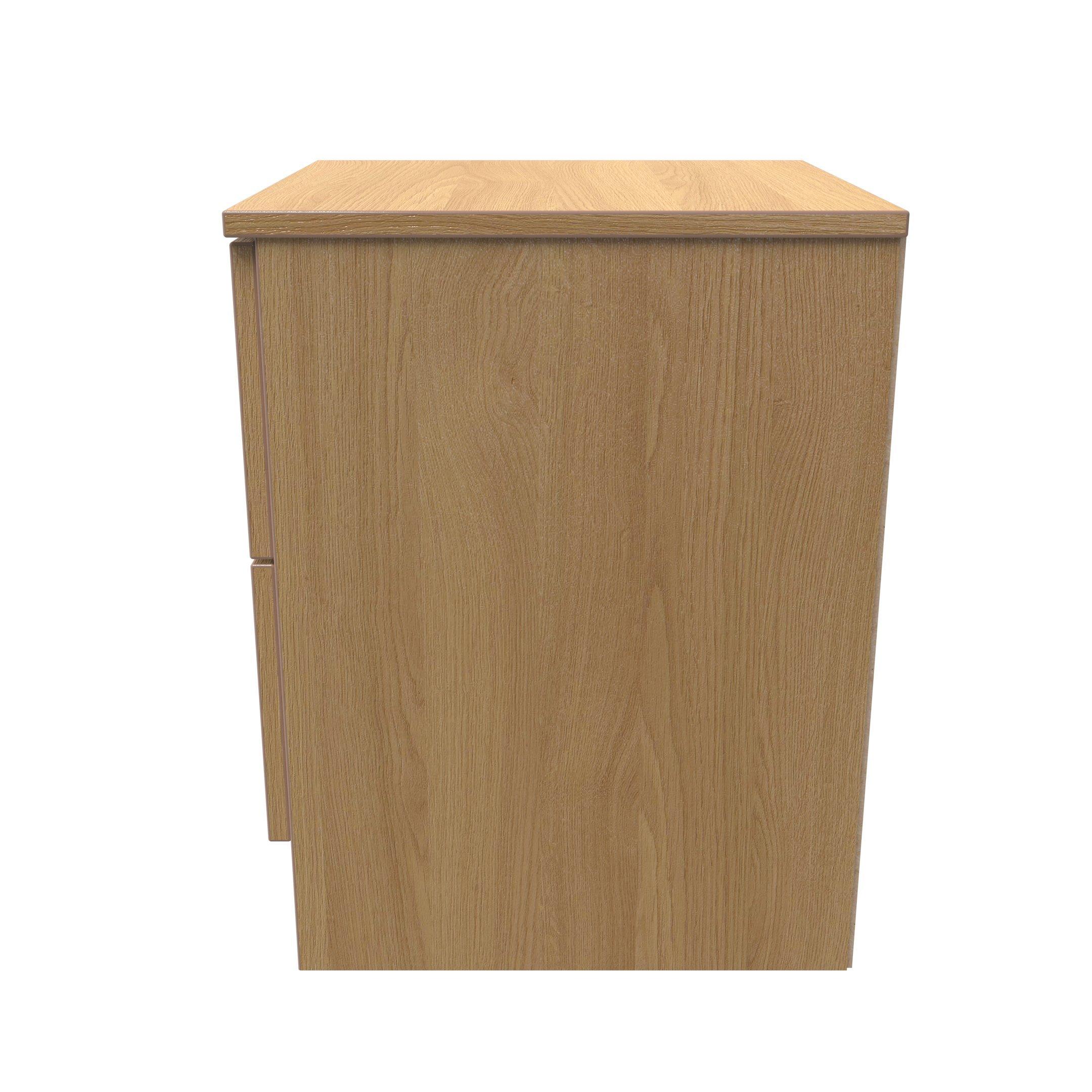 Modern Oak - Welcome Furniture - Dorset 2 Drawer Bedside Cabinet - Ready Assembled - 2