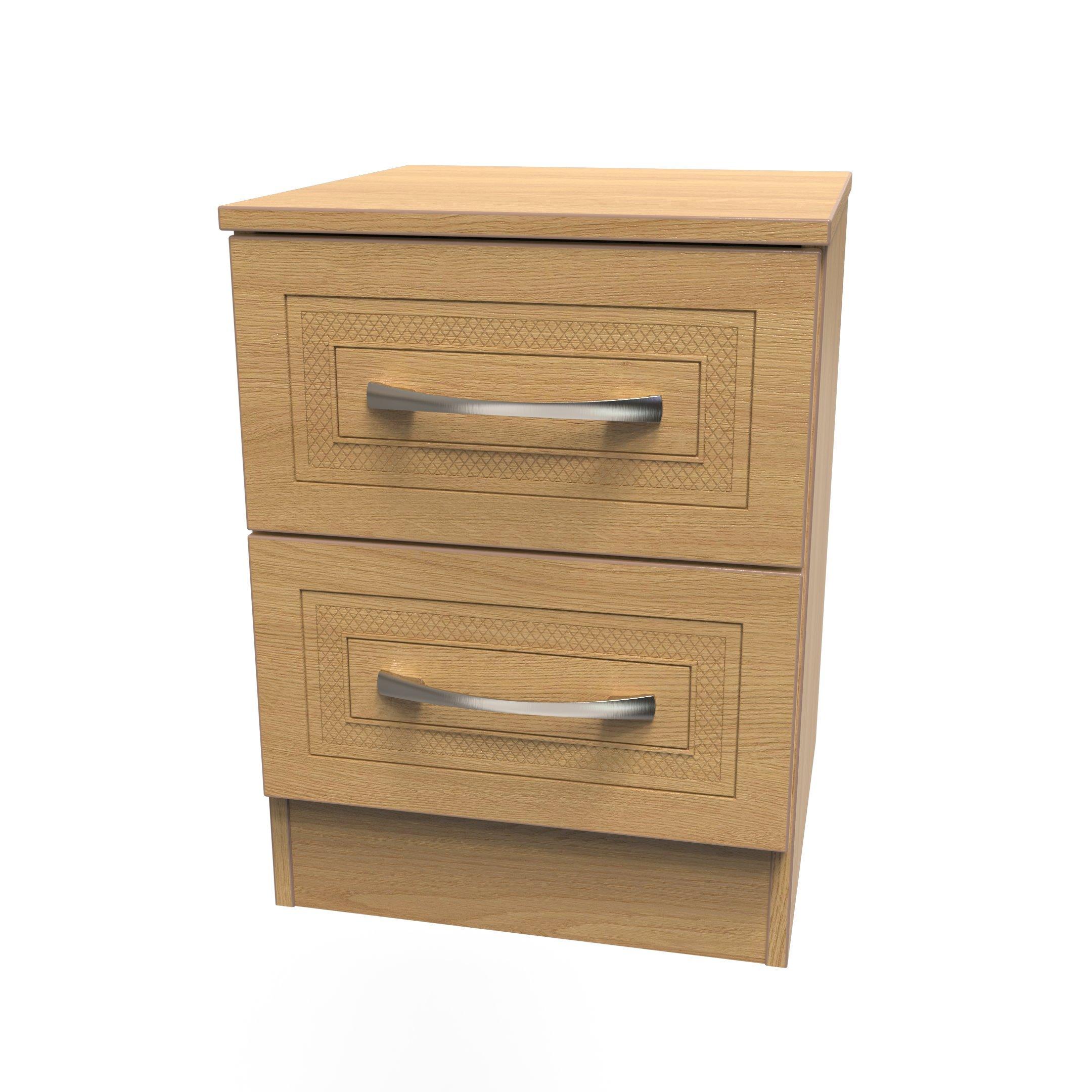 Modern Oak - Welcome Furniture - Dorset 2 Drawer Bedside Cabinet - Ready Assembled - 3