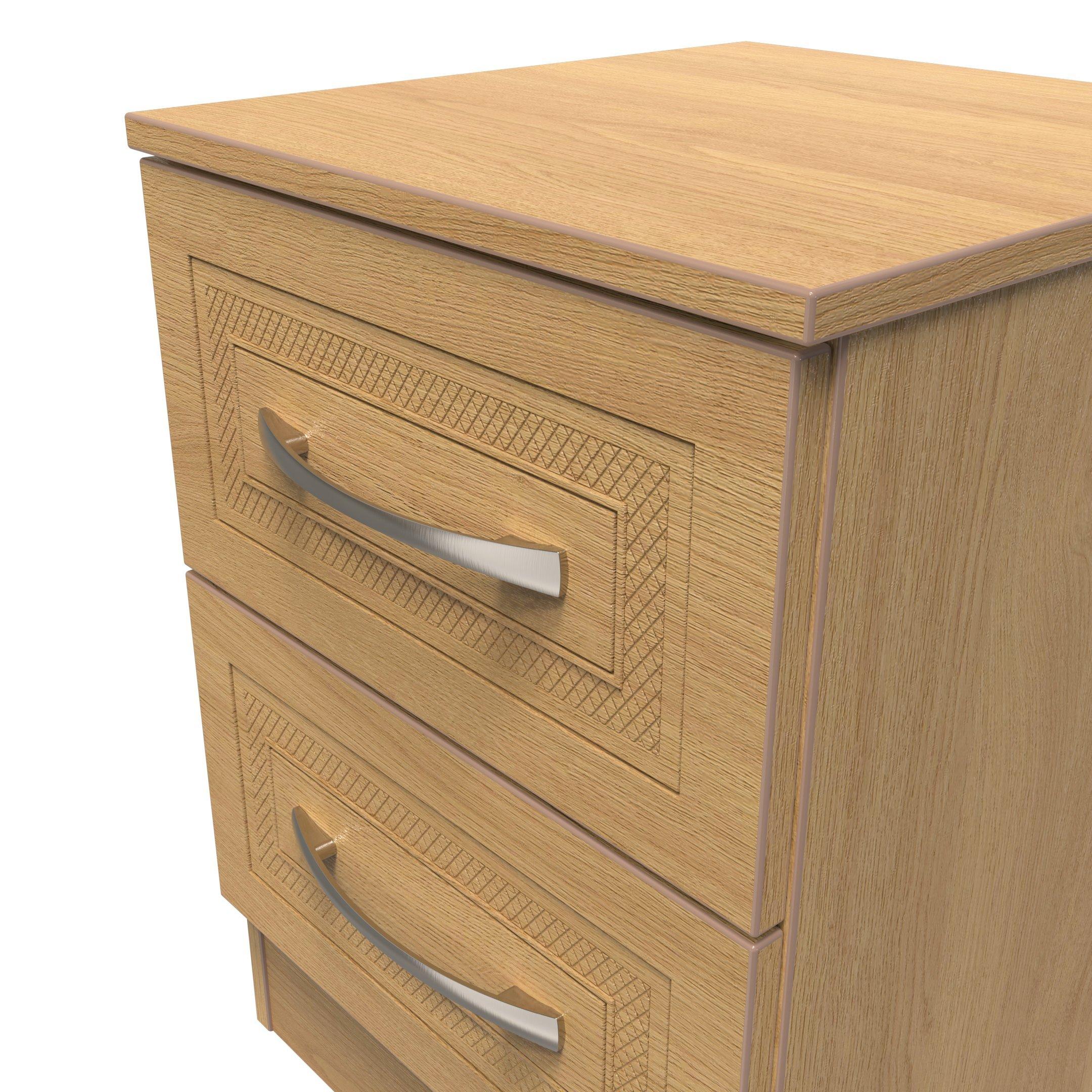Modern Oak - Welcome Furniture - Dorset 2 Drawer Bedside Cabinet - Ready Assembled - 4