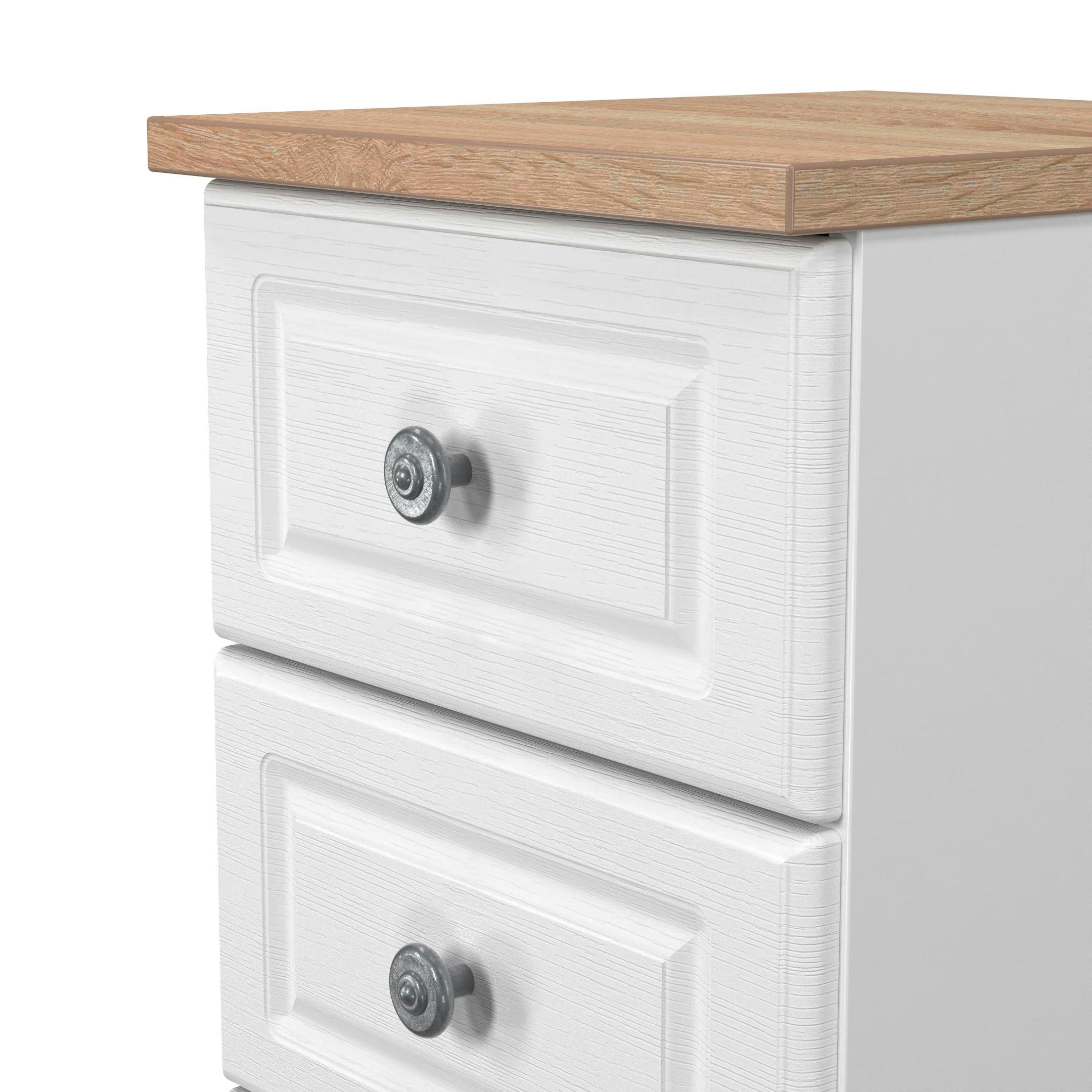 White Ash & Oak - Welcome Furniture - Norfolk 3 Drawer Bedside Cabinet - Ready Assembled - 5