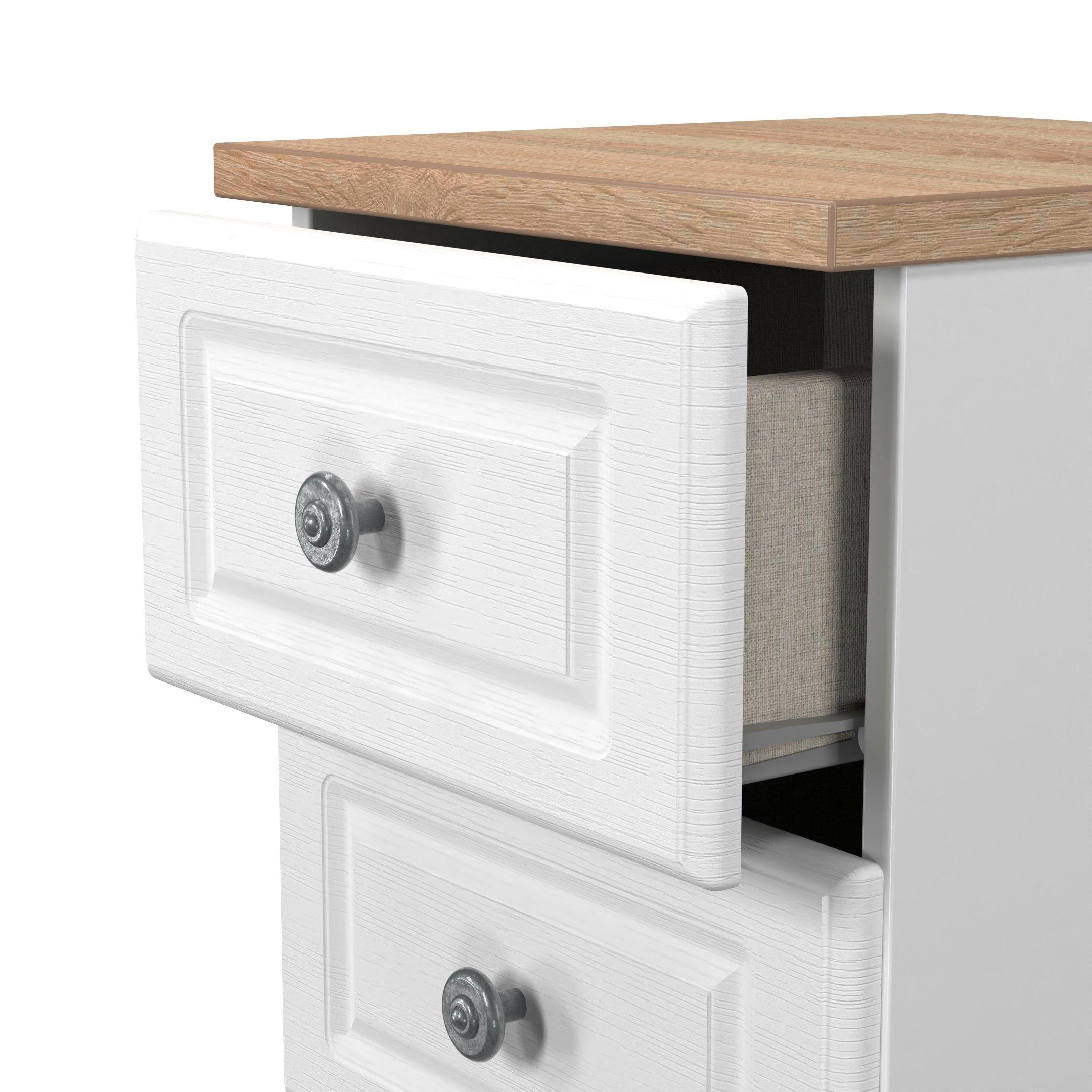 White Ash & Oak - Welcome Furniture - Norfolk 3 Drawer Bedside Cabinet - Ready Assembled - 6