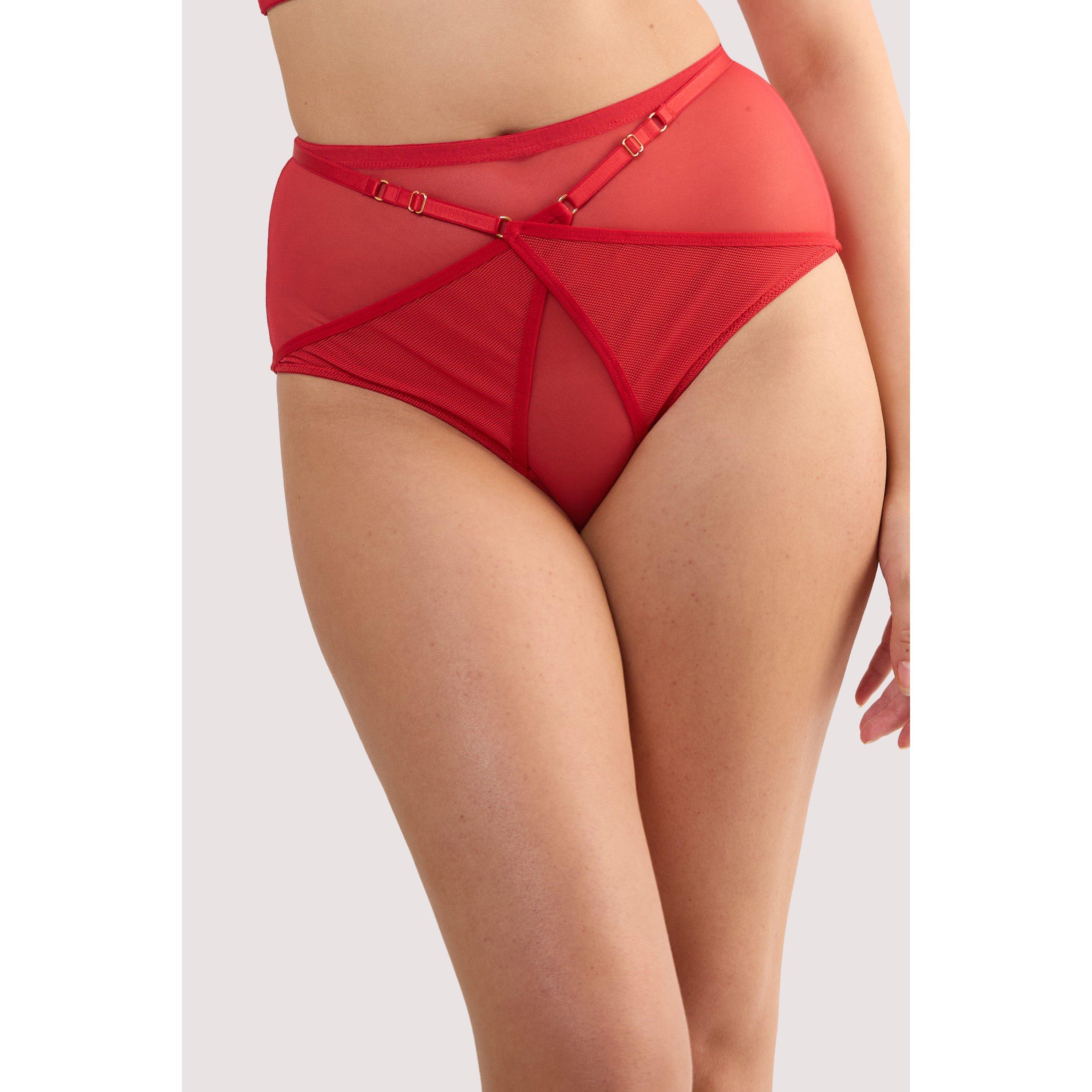 Red - Playful Promises - Eddie Ruby Red Crossover High Waist Brief - 1