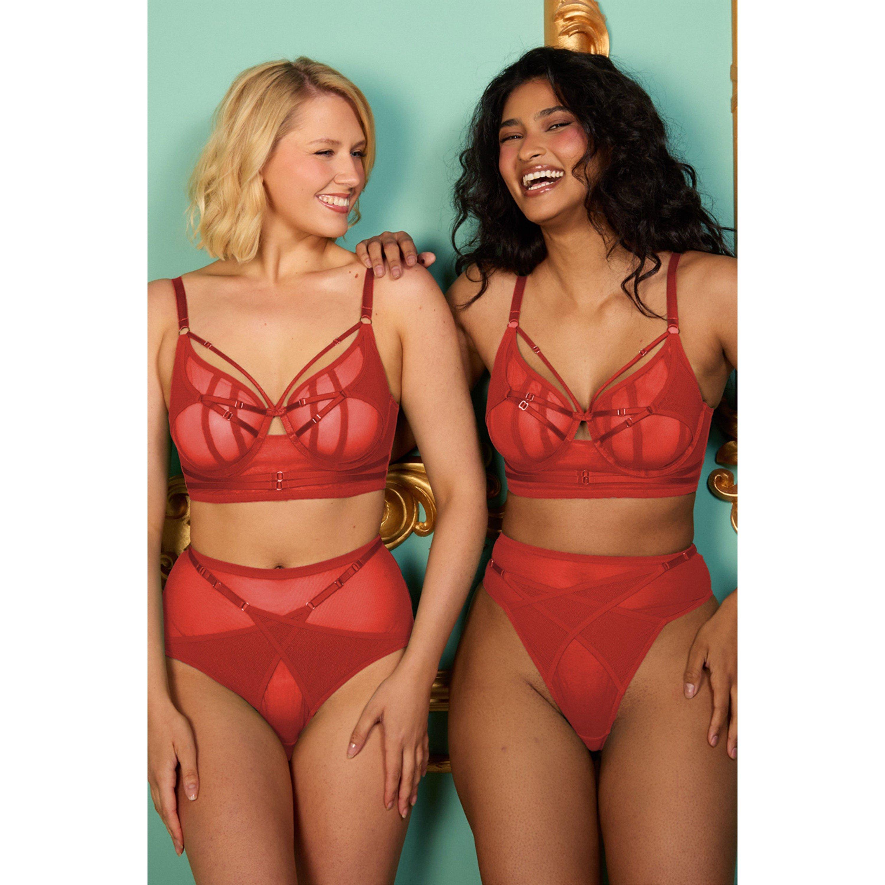 Red - Playful Promises - Eddie Ruby Red Crossover High Waist Brief - 2