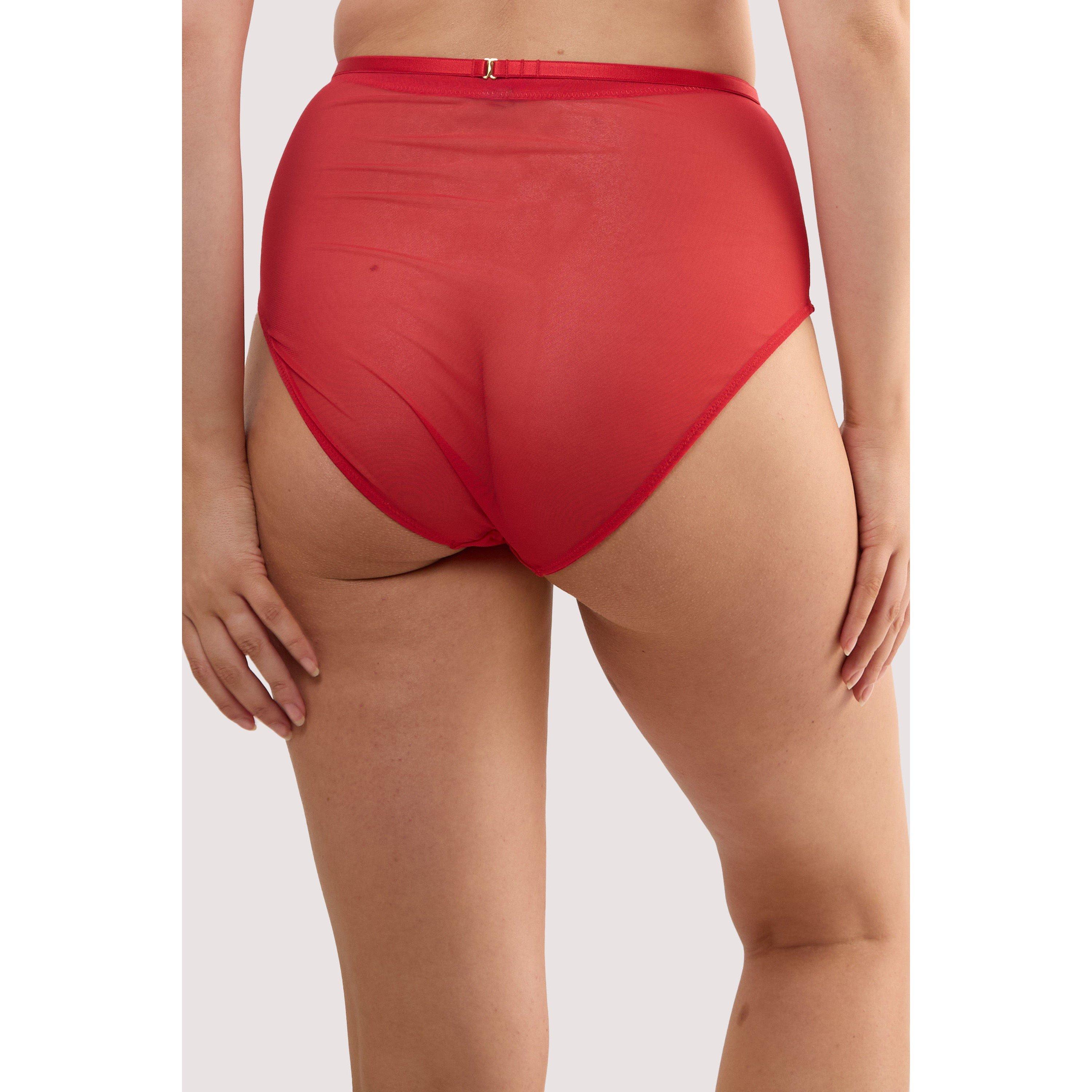 Red - Playful Promises - Eddie Ruby Red Crossover High Waist Brief - 3