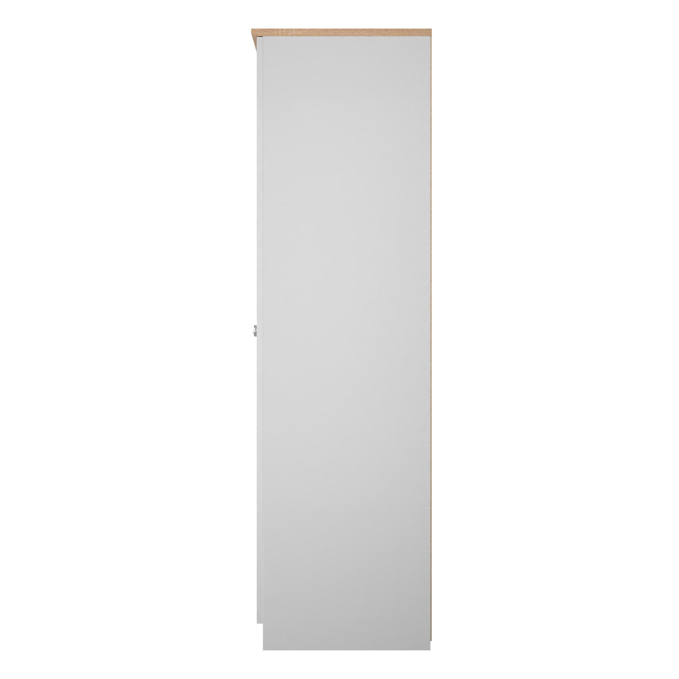 Grey Ash & Oak - Welcome Furniture - Sussex Tall Plain Double Wardrobe - Ready Assemble - 2