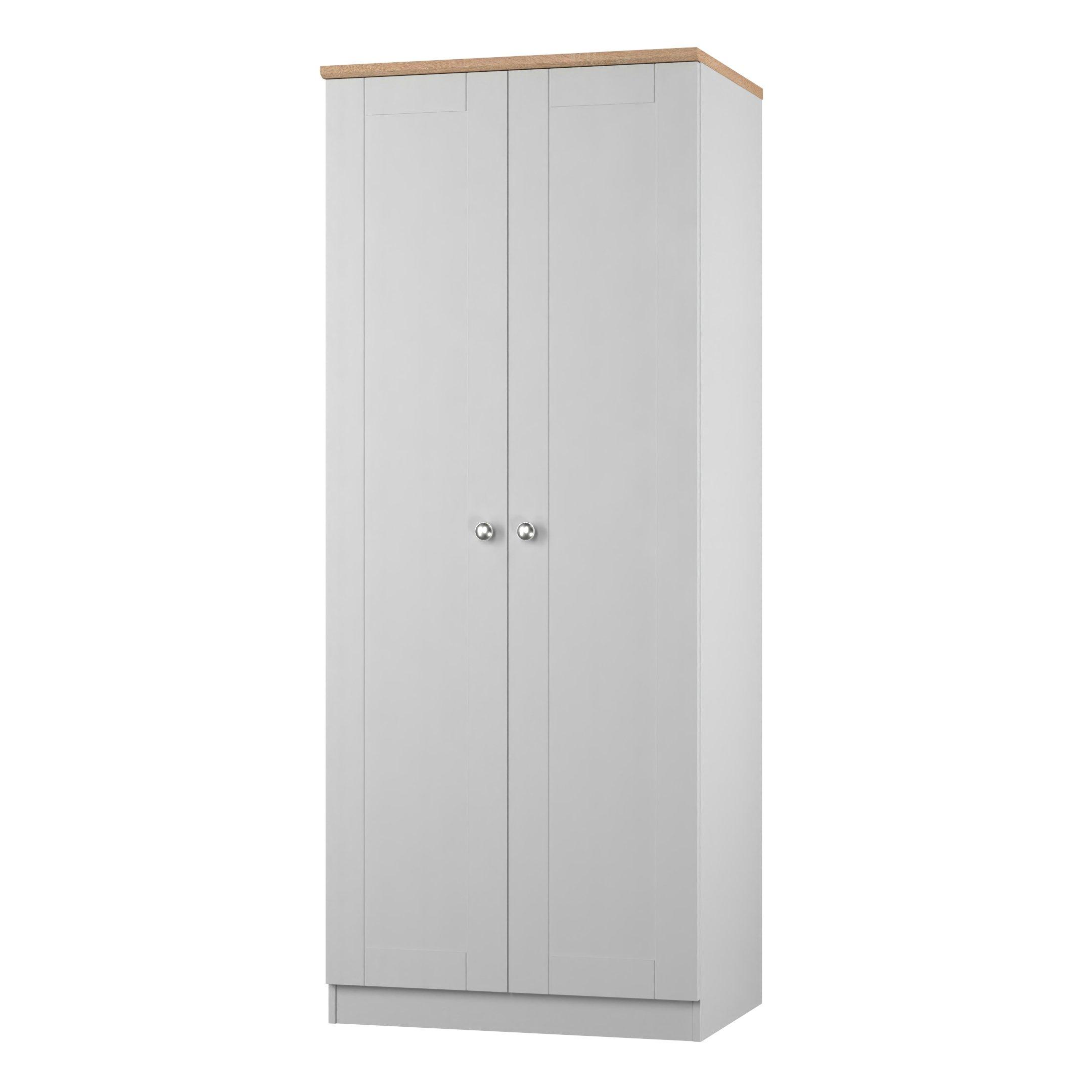 Grey Ash & Oak - Welcome Furniture - Sussex Tall Plain Double Wardrobe - Ready Assemble - 3