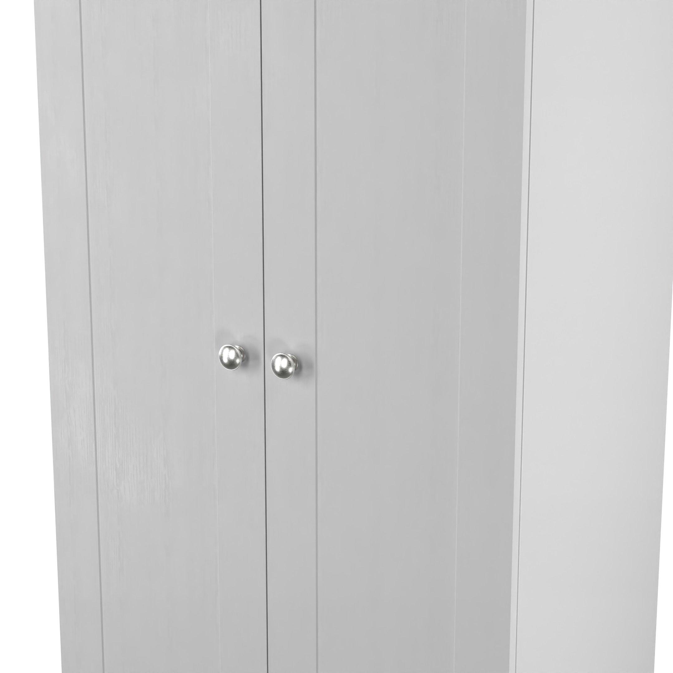 Grey Ash & Oak - Welcome Furniture - Sussex Tall Plain Double Wardrobe - Ready Assemble - 4