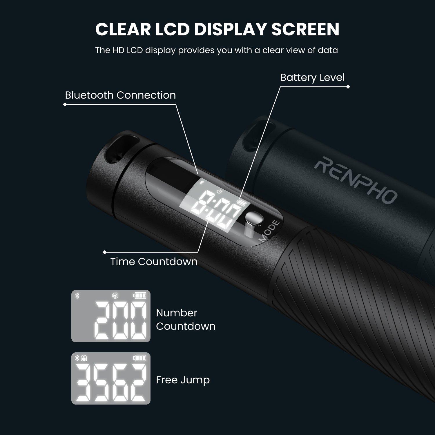 Black - Renpho - Renpho Smart Jump Rope - 7