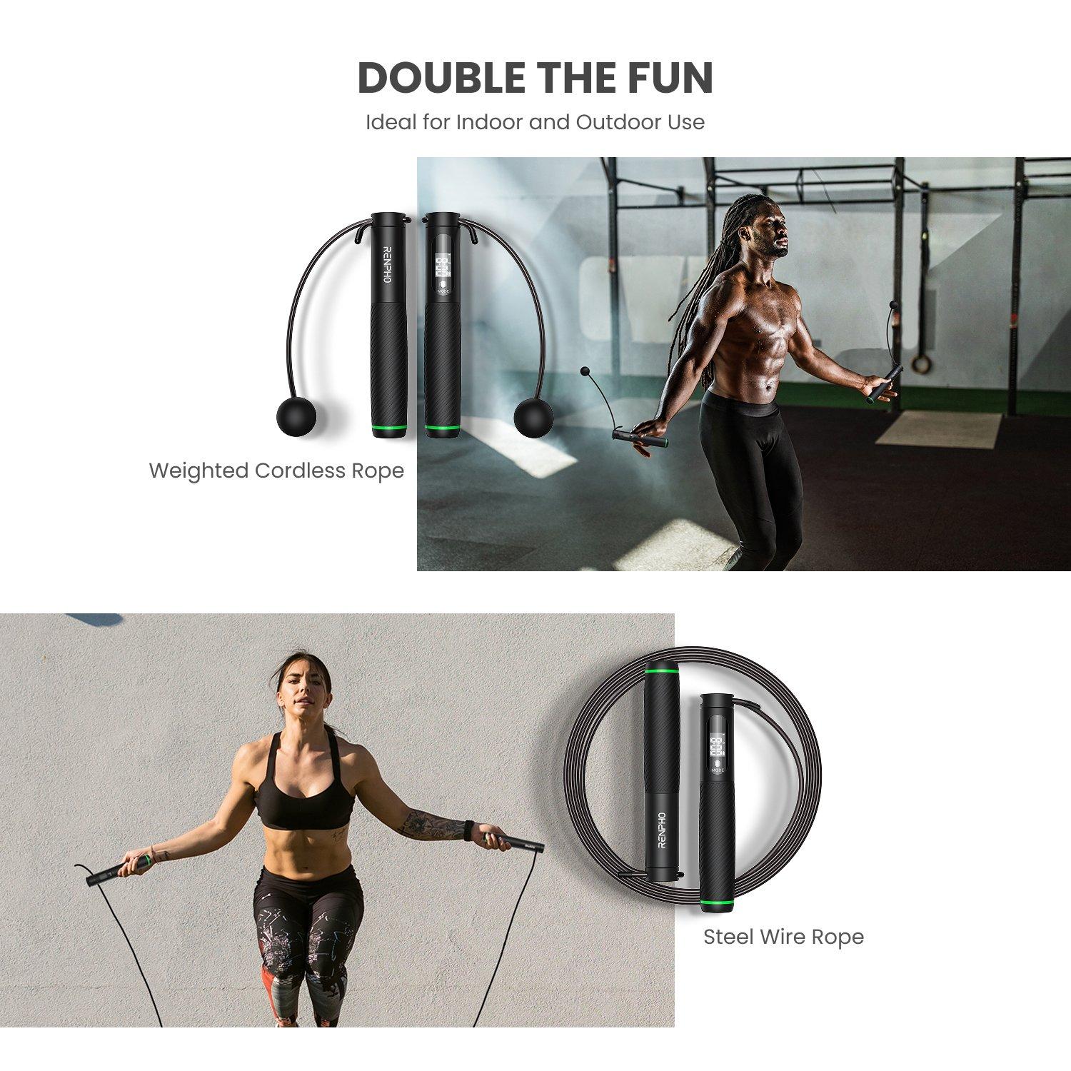 Black - Renpho - Renpho Smart Jump Rope - 8