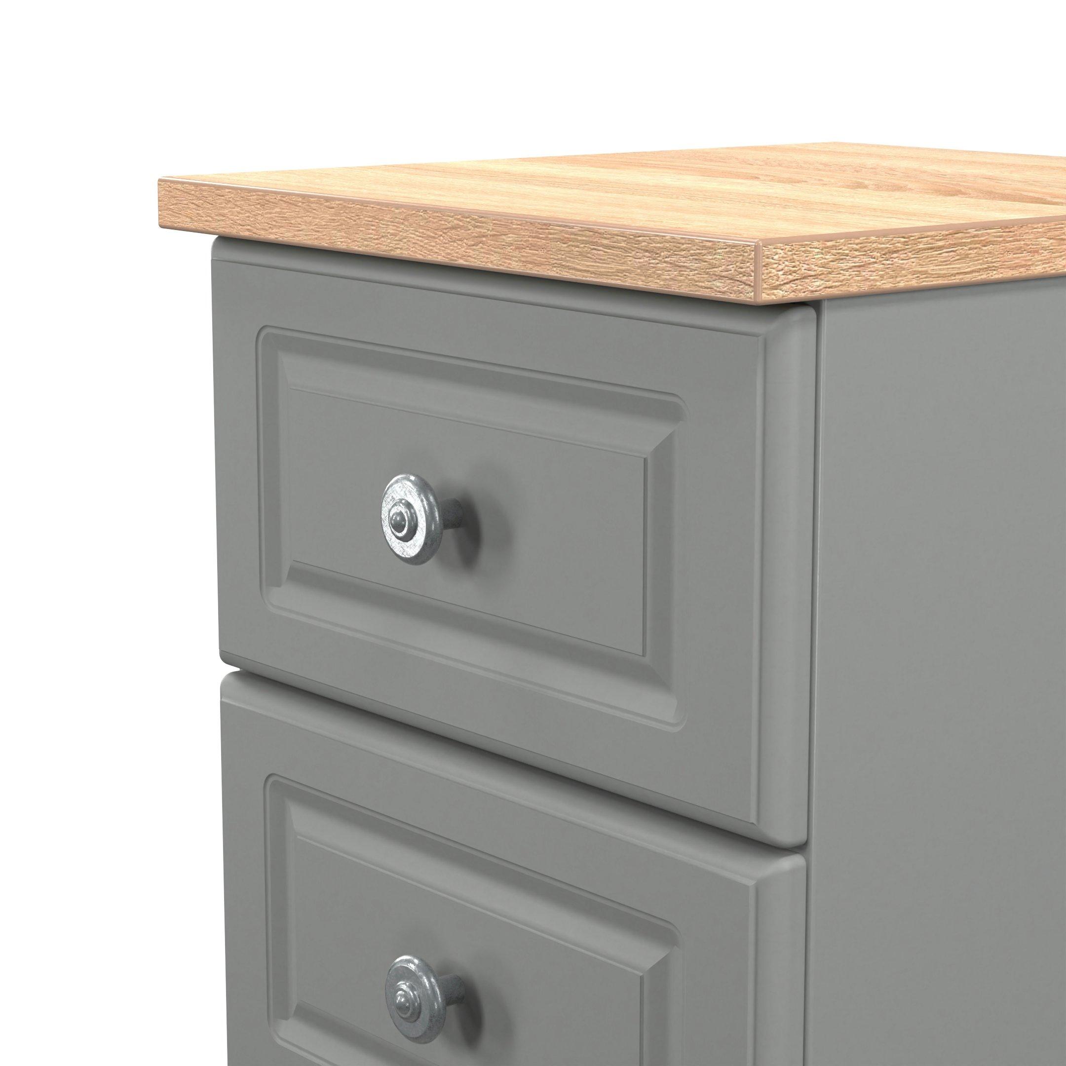 Dusk Grey & Oak - Welcome Furniture - Norfolk 2 Drawer Bedside Cabinet - Ready Assembled - 5