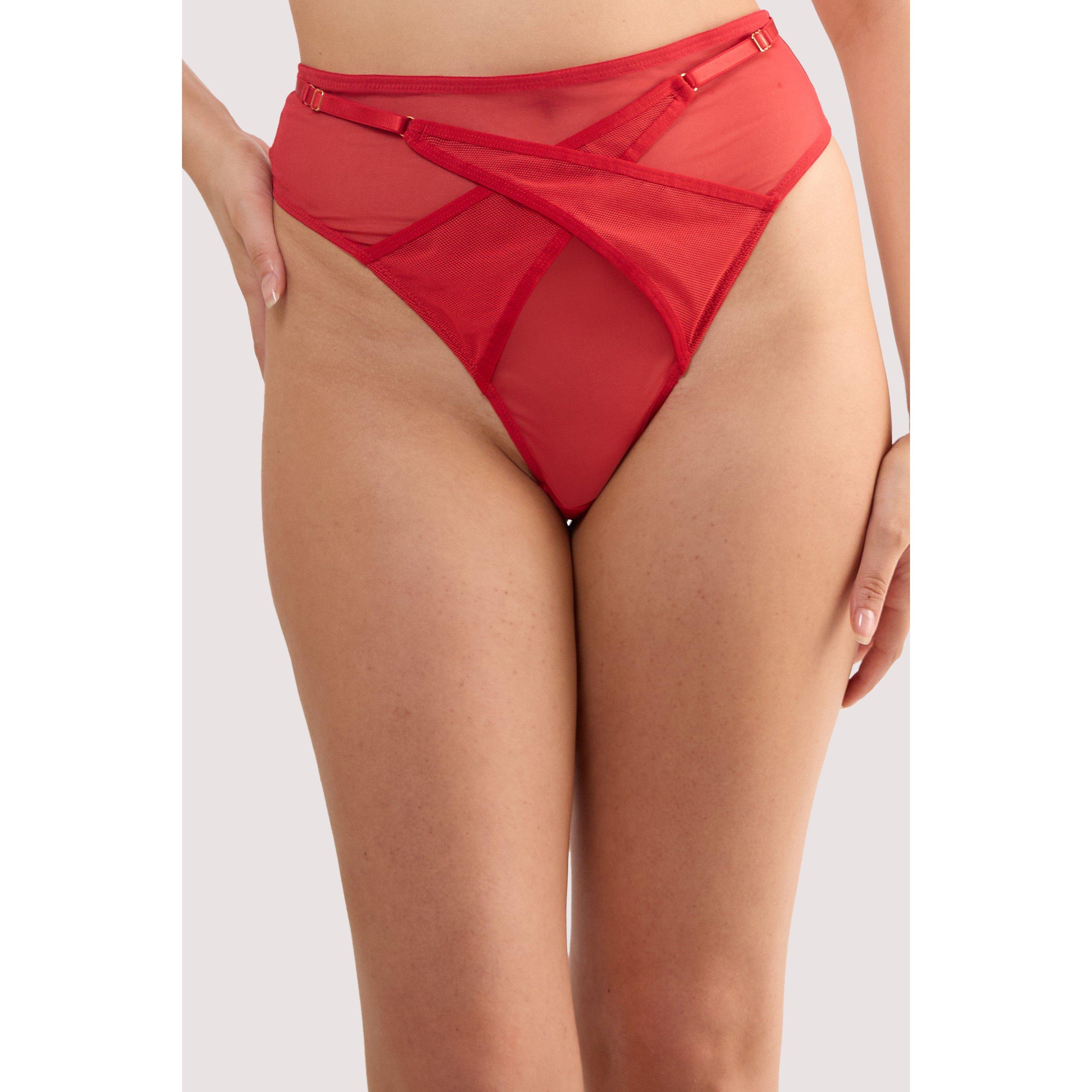 Red - Playful Promises - Eddie Ruby Red Crossover Thong - 1