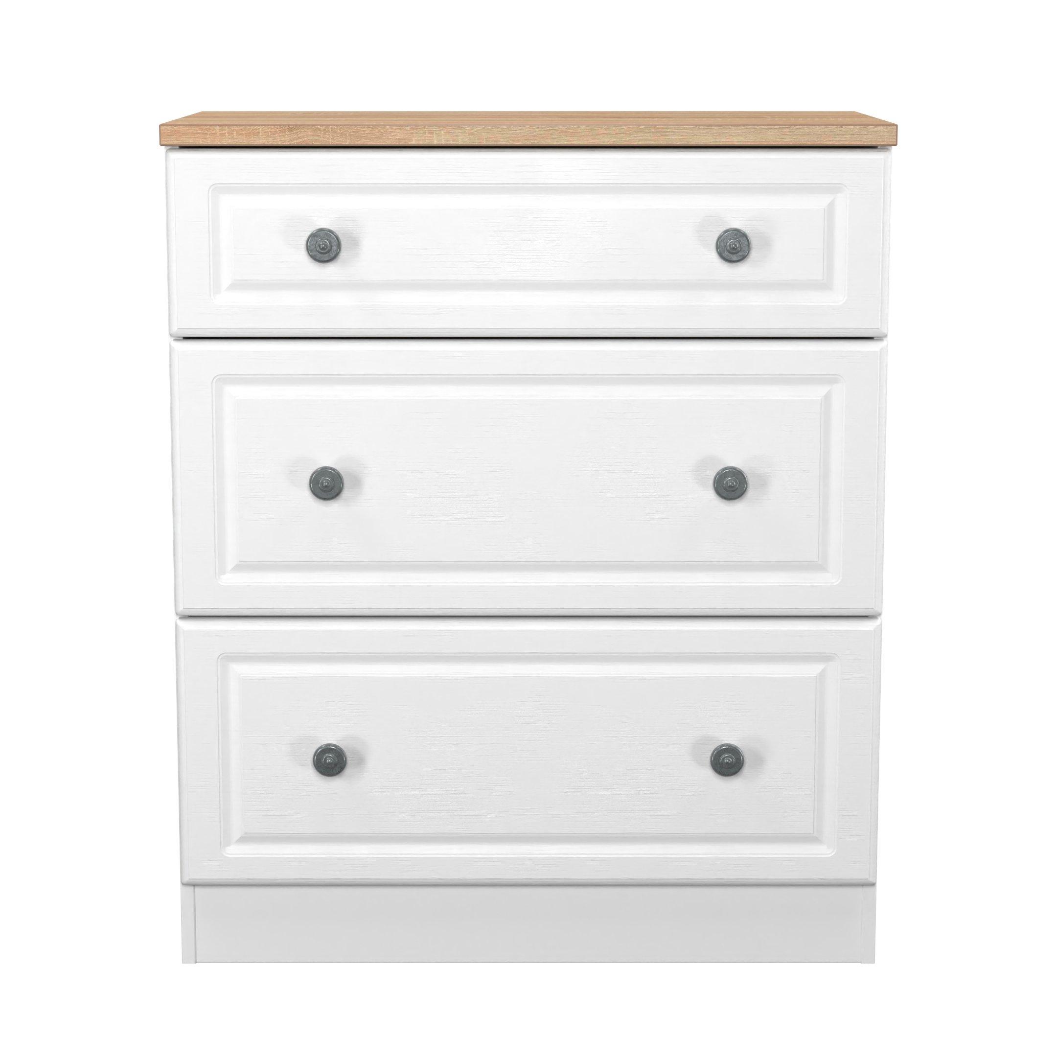 White Ash & Oak - Welcome Furniture - Norfolk 3 Drawer Deep Chest - Ready Assembled - 2