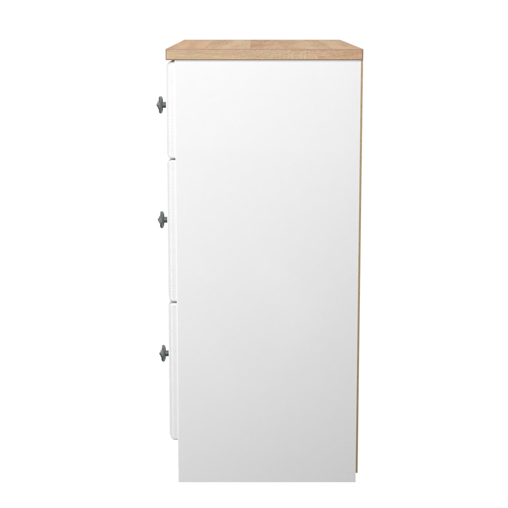 White Ash & Oak - Welcome Furniture - Norfolk 3 Drawer Deep Chest - Ready Assembled - 3