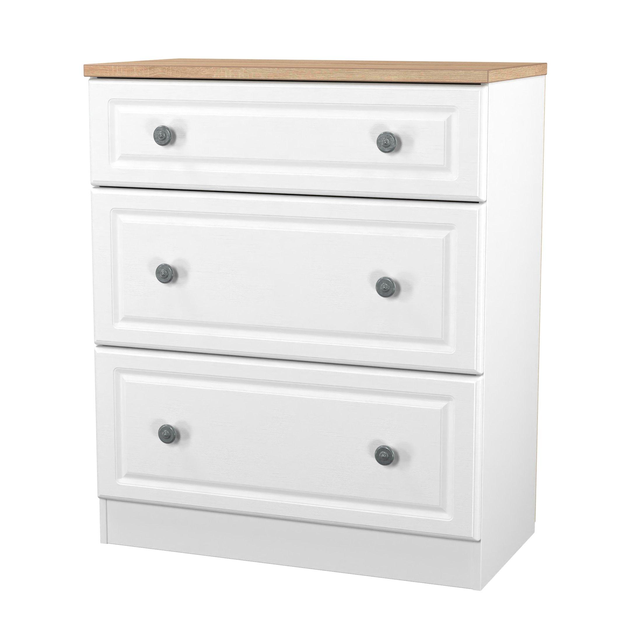 White Ash & Oak - Welcome Furniture - Norfolk 3 Drawer Deep Chest - Ready Assembled - 4