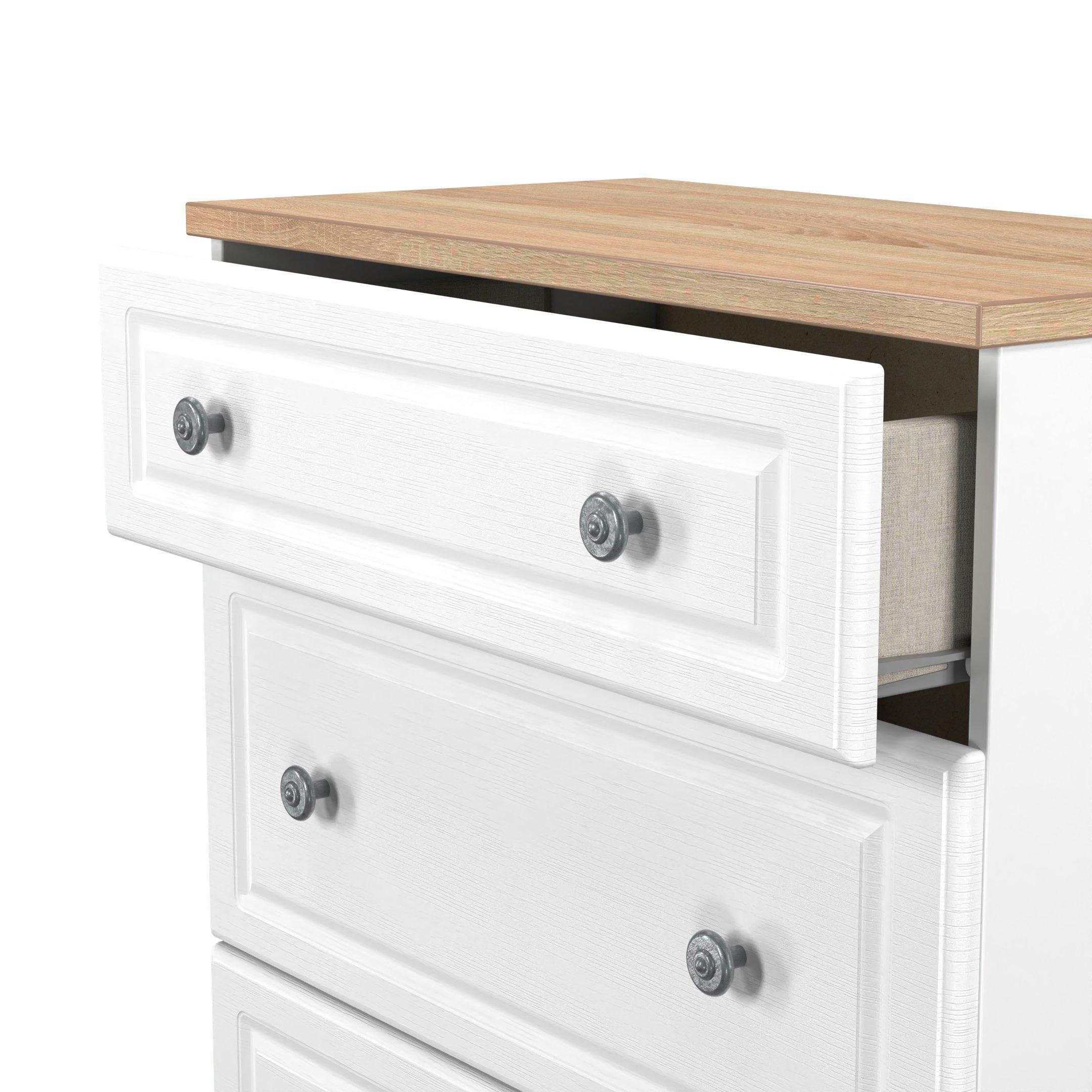 White Ash & Oak - Welcome Furniture - Norfolk 3 Drawer Deep Chest - Ready Assembled - 6