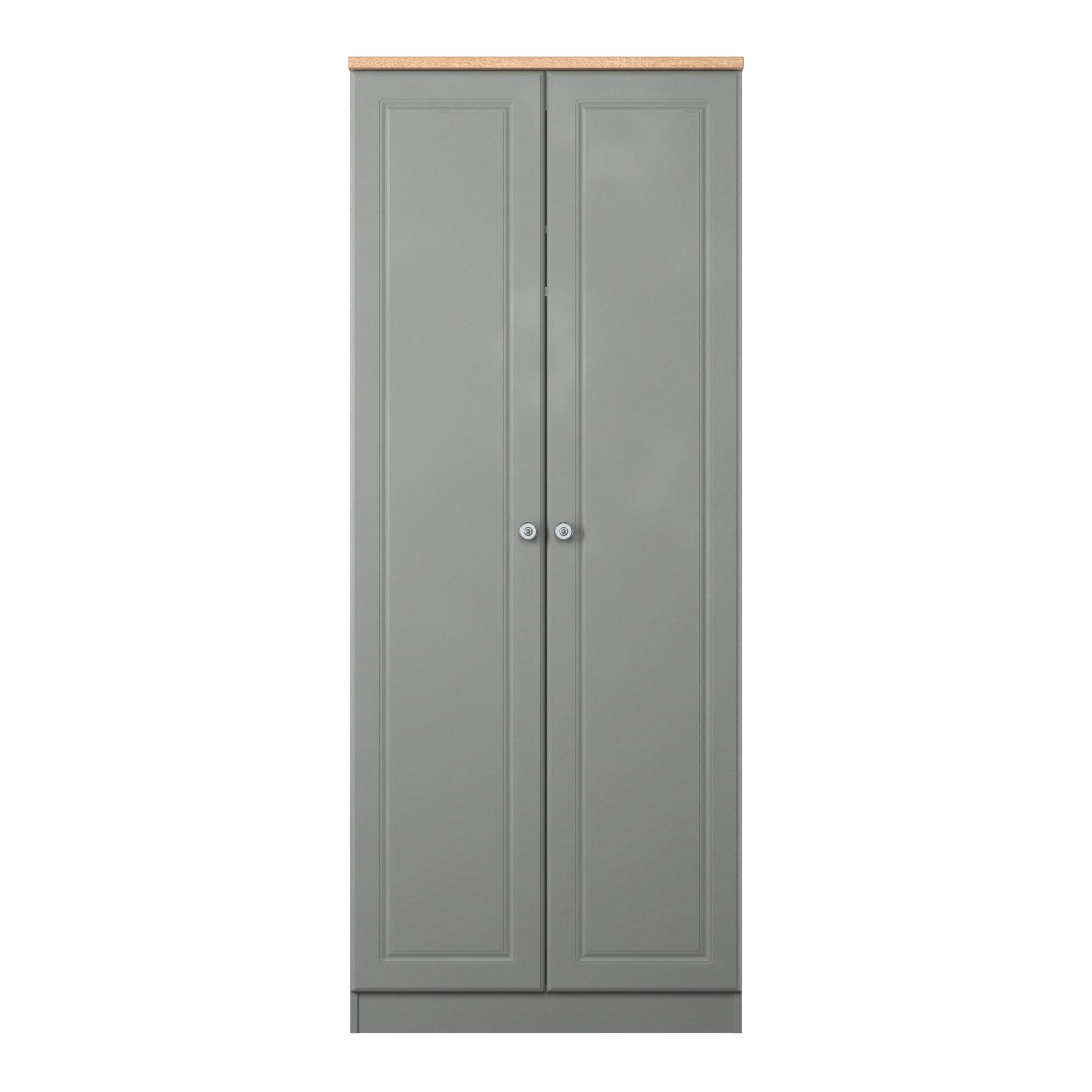 Dusk Grey & Oak - Welcome Furniture - Norfolk Plain Double Wardrobe - Ready Assembled - 2