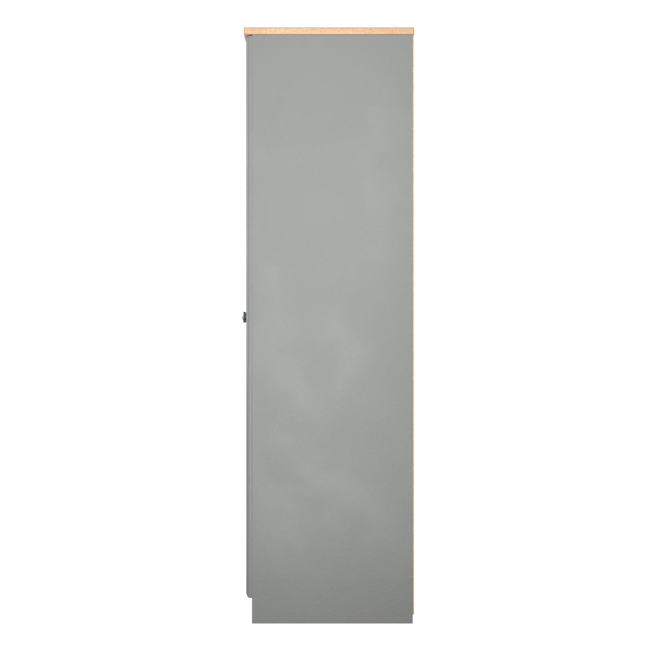 Dusk Grey & Oak - Welcome Furniture - Norfolk Plain Double Wardrobe - Ready Assembled - 3