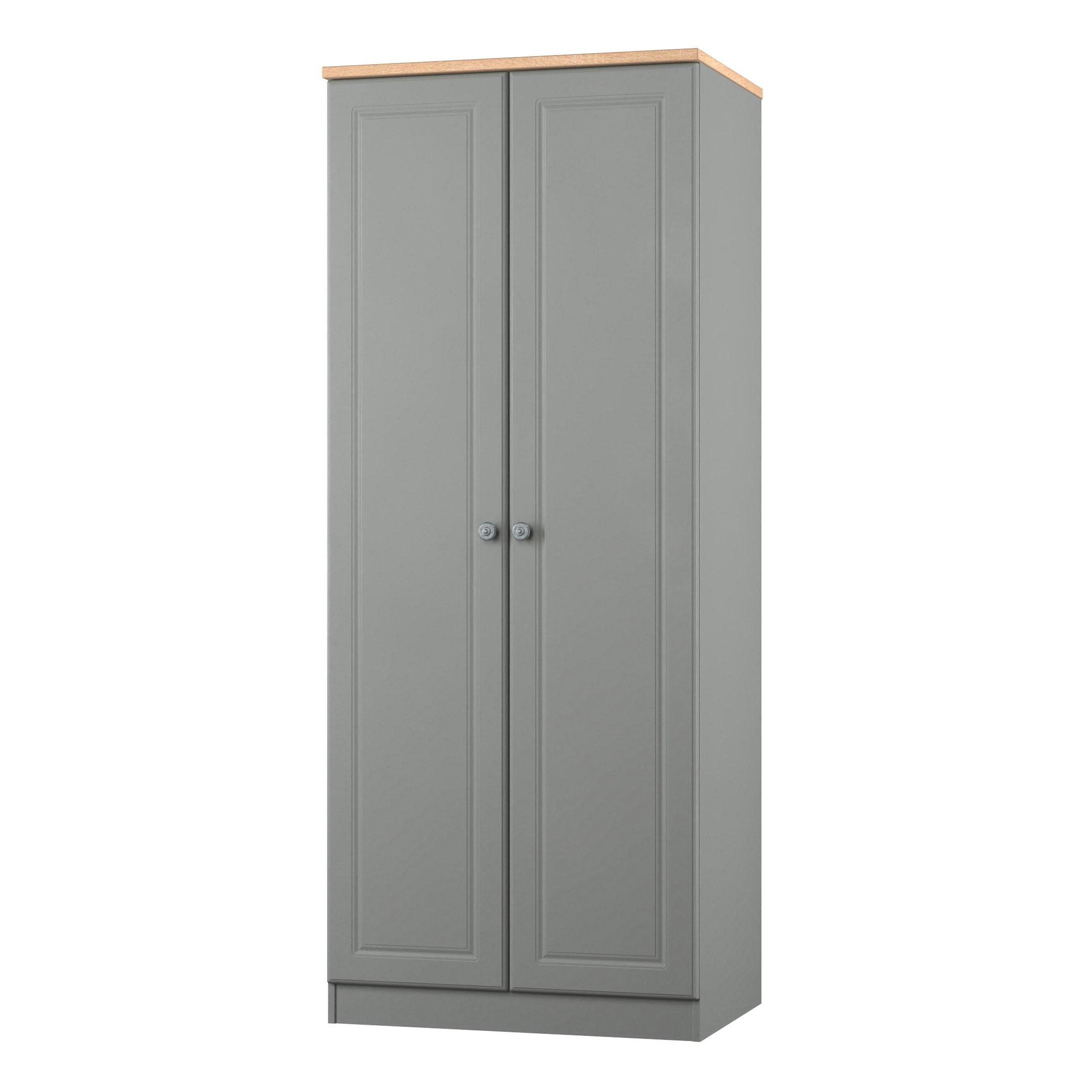 Dusk Grey & Oak - Welcome Furniture - Norfolk Plain Double Wardrobe - Ready Assembled - 4