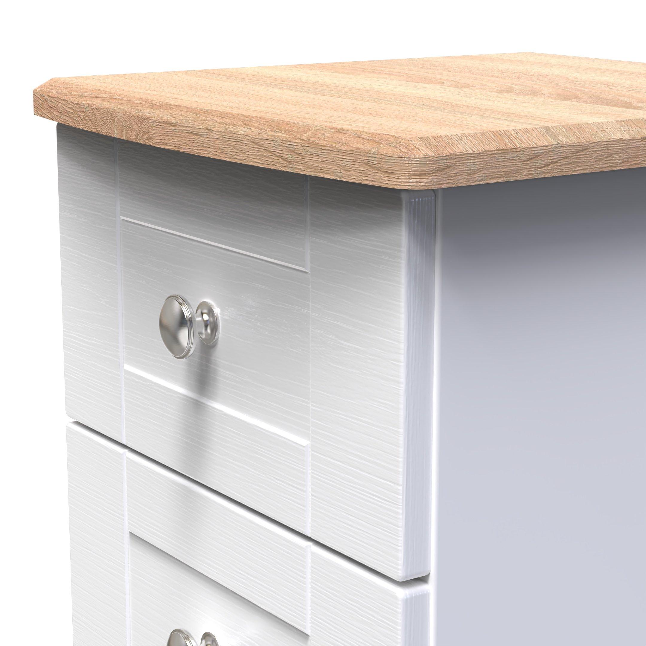 White Ash & Oak - Welcome Furniture - Sussex 3 Drawer Bedside Cabinet - Ready Assembled - 4