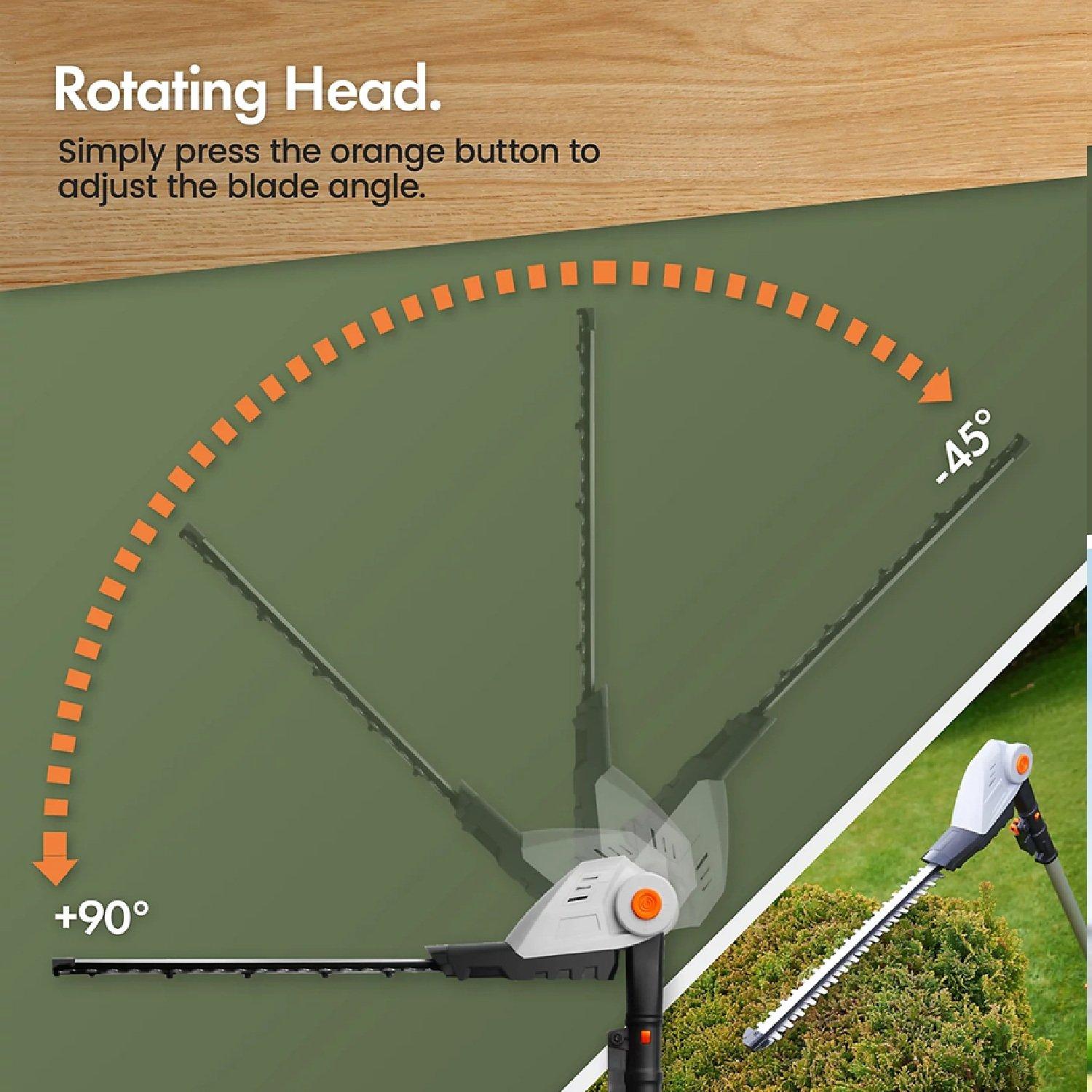 Grey - VonHaus - G-Series Cordless Pole Hedge Trimmer 2x Batteries - 4