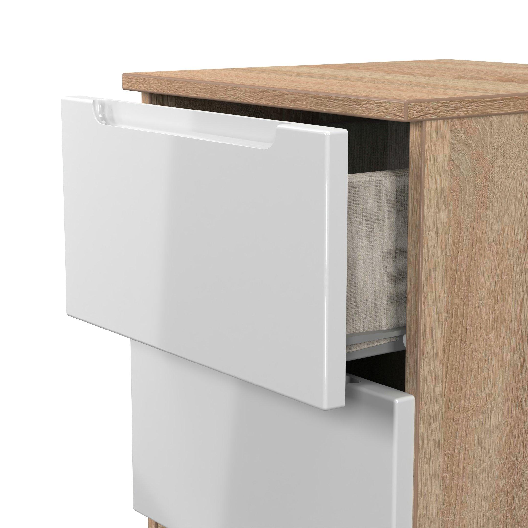 White & Oak - Welcome Furniture - Milan 2 Drawer Bedside - Ready Assembled - 5