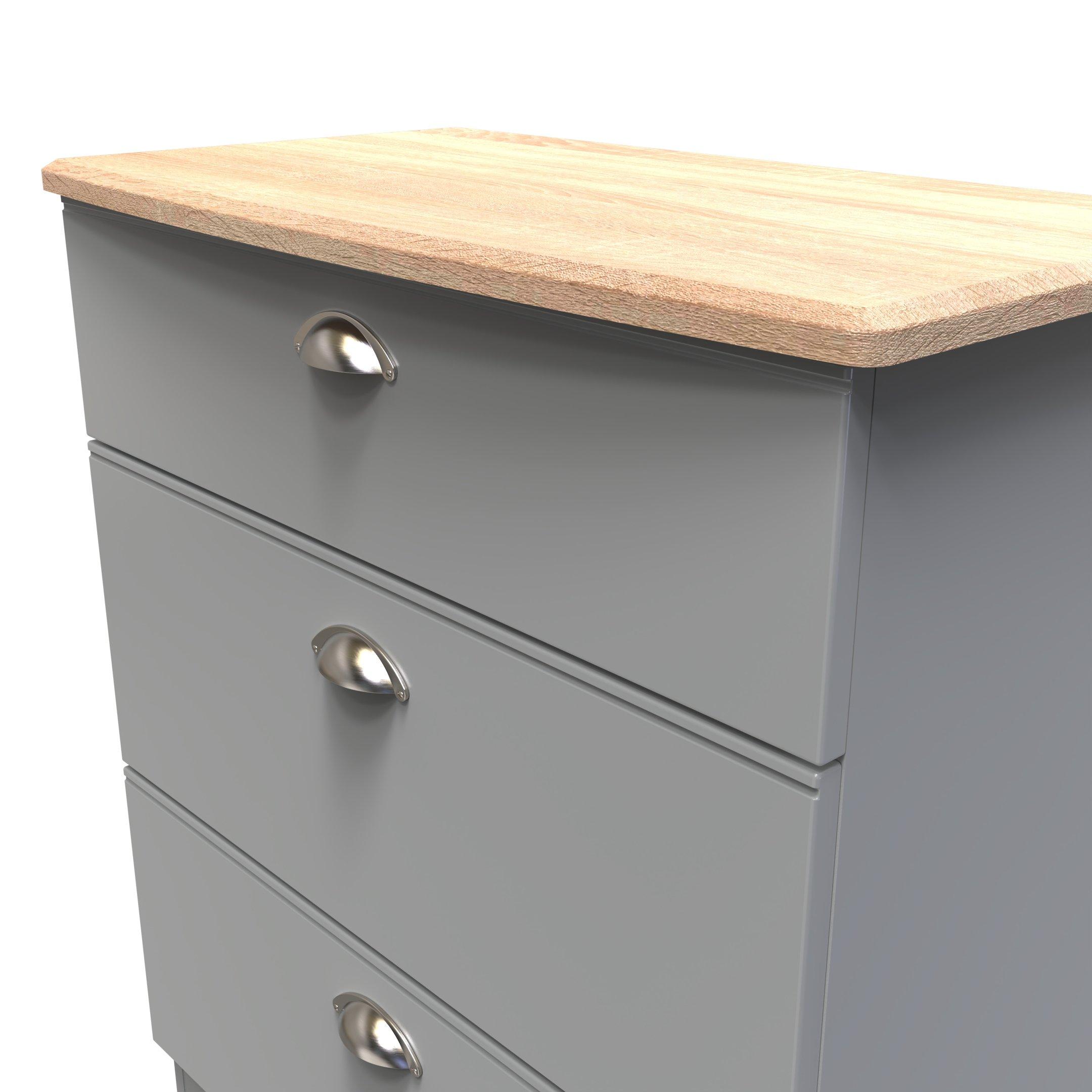 Dusk Grey & Oak - Welcome Furniture - Victoria 3 Drawer Deep Chest - Ready Assembled - 4