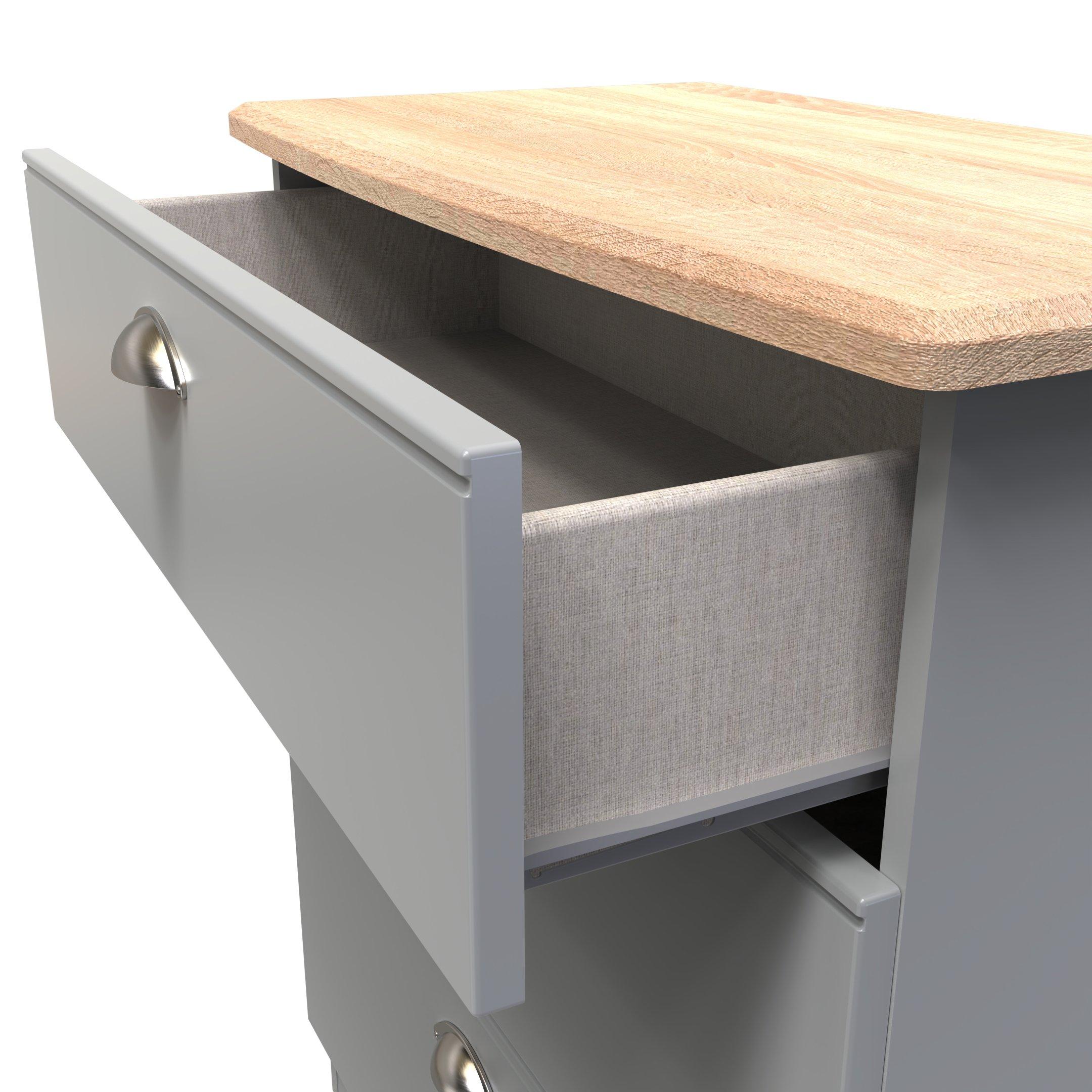 Dusk Grey & Oak - Welcome Furniture - Victoria 3 Drawer Deep Chest - Ready Assembled - 5