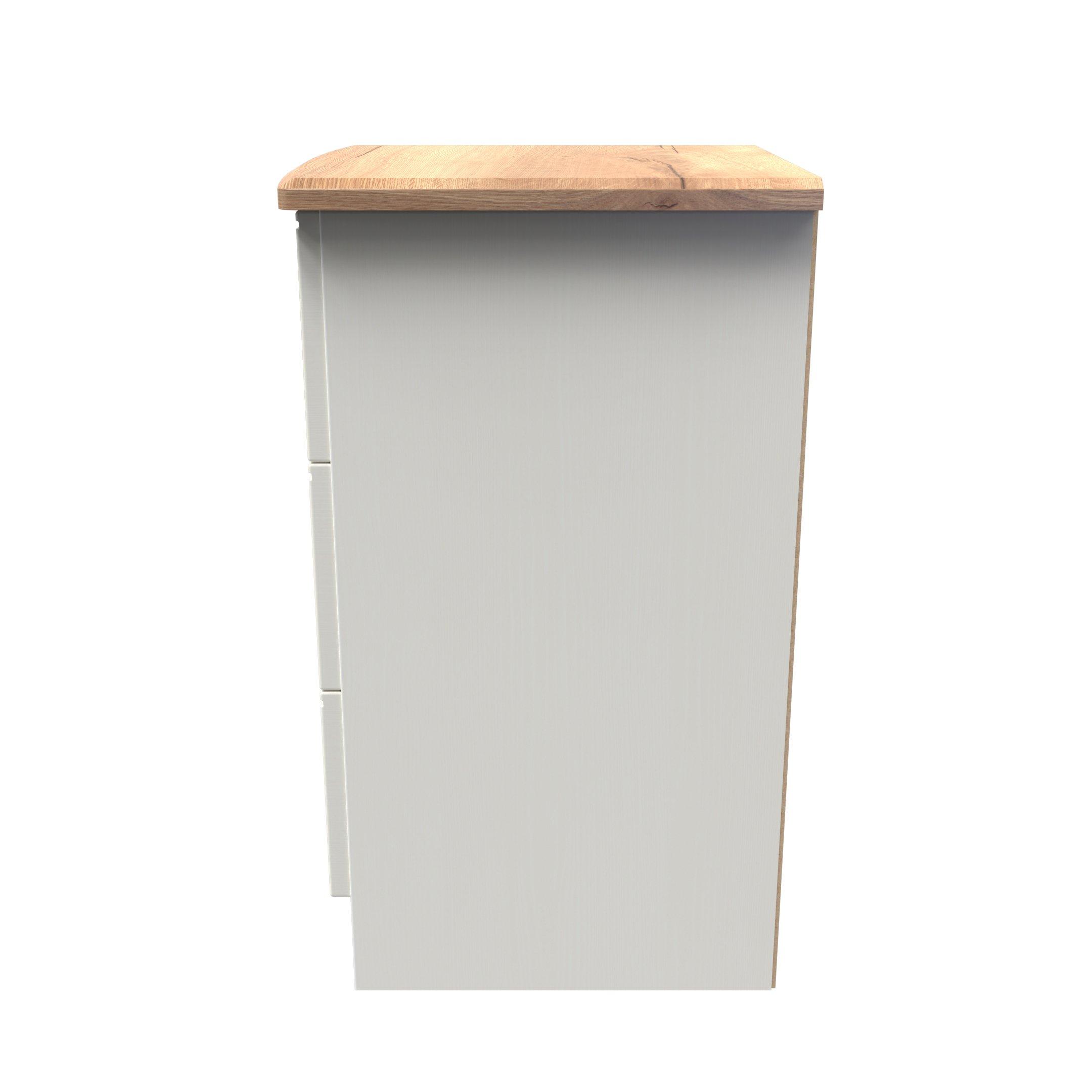 Cream Ash & Oak - Welcome Furniture - Victoria 3 Drawer Bedside Cabinet - Ready Assemble - 2