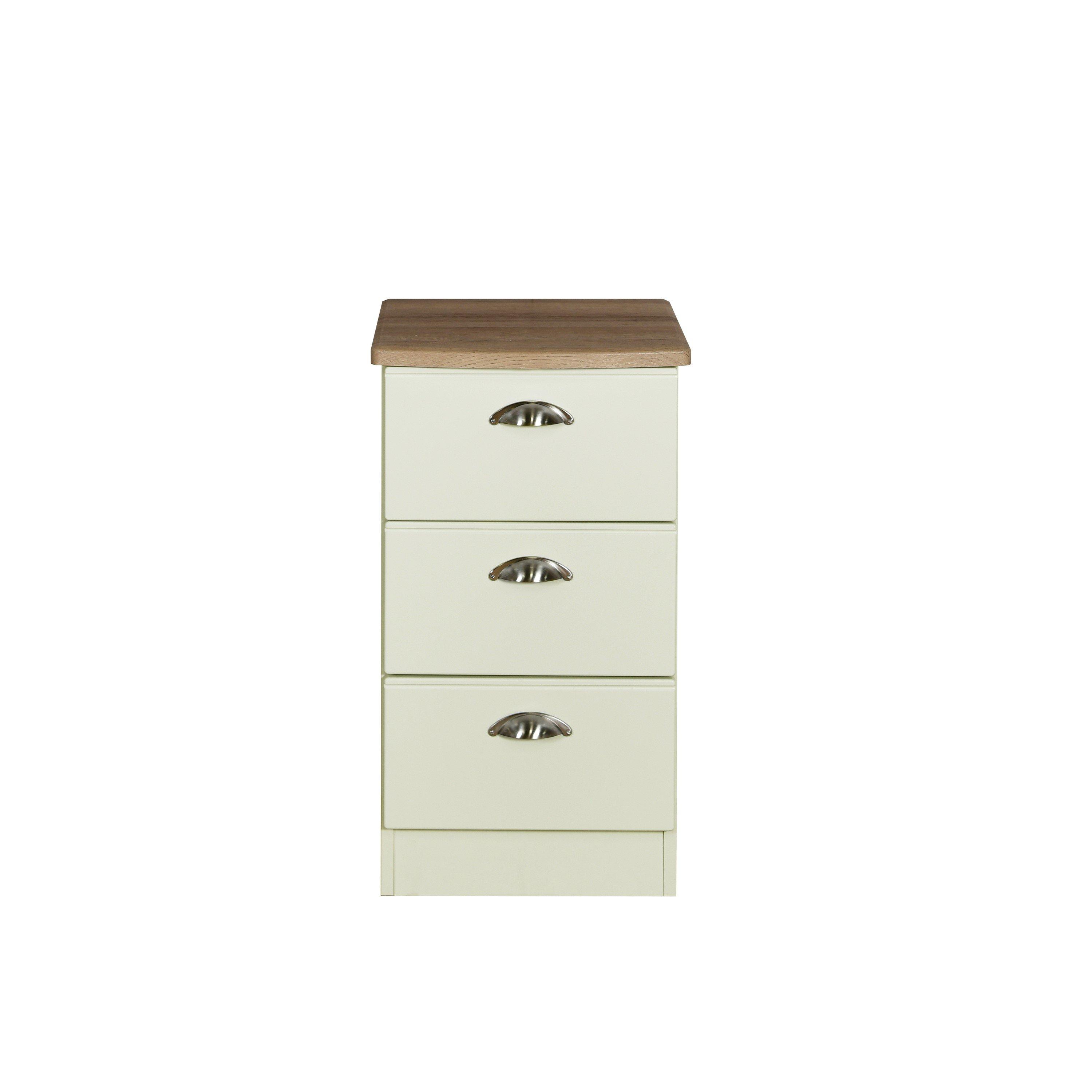 Cream Ash & Oak - Welcome Furniture - Victoria 3 Drawer Bedside Cabinet - Ready Assemble - 6