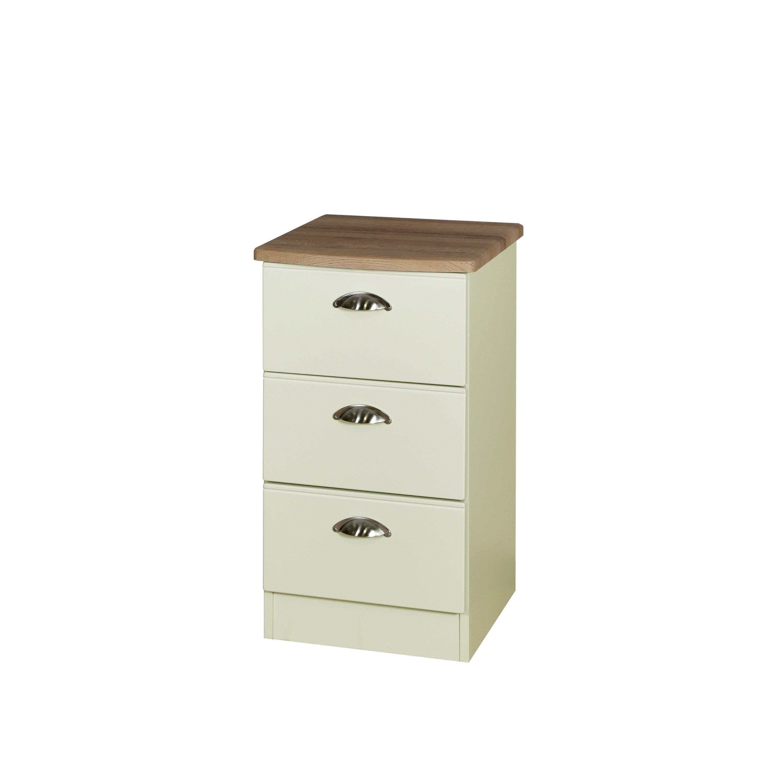 Cream Ash & Oak - Welcome Furniture - Victoria 3 Drawer Bedside Cabinet - Ready Assemble - 7